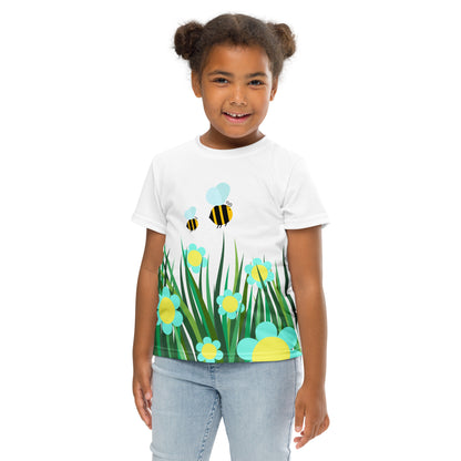 Kids crew neck t-shirt-Beetiful Flower Garden