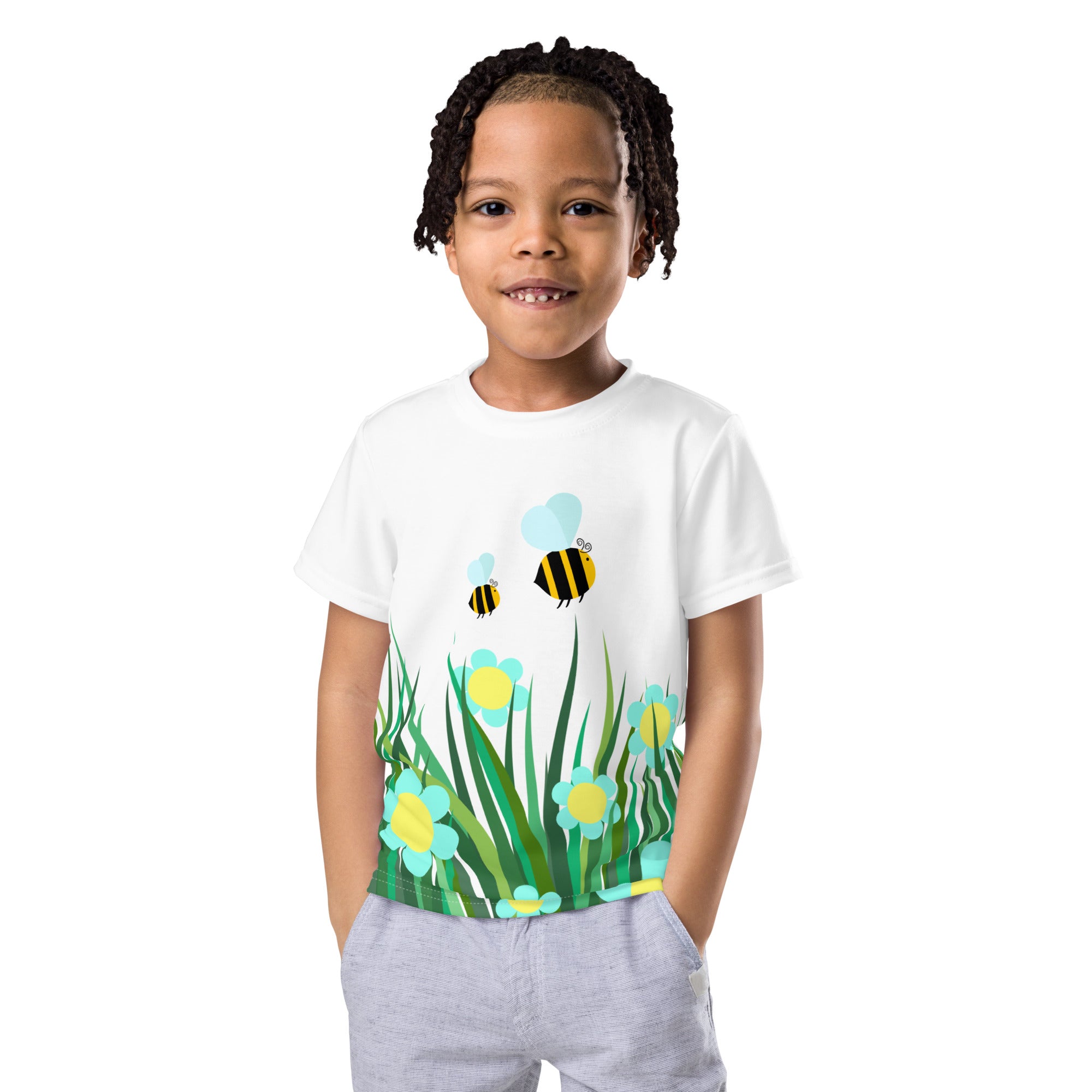 Kids crew neck t-shirt-Beetiful Flower Garden