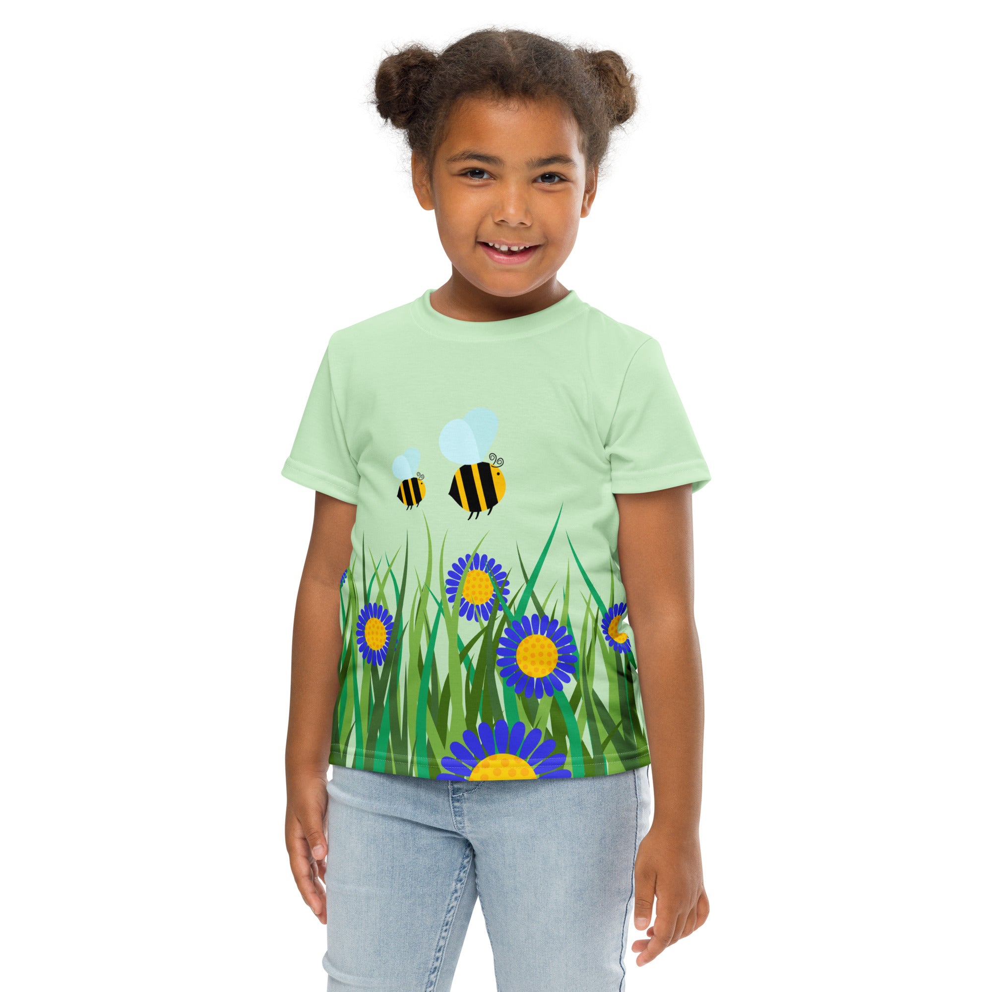 Kids crew neck t-shirt-Beetiful Flower Garden II Tara