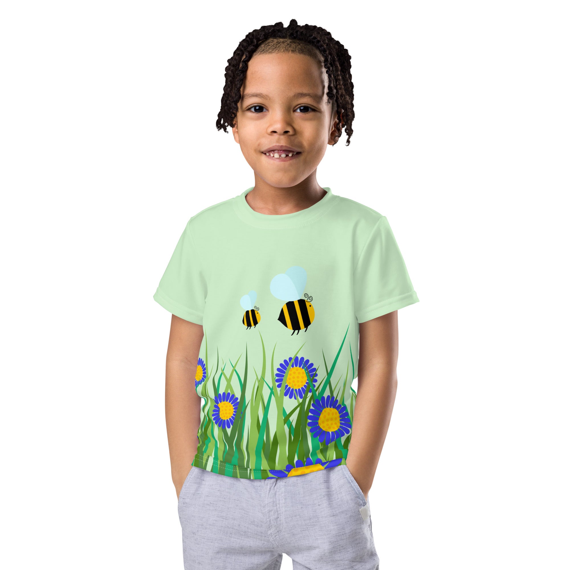 Kids crew neck t-shirt-Beetiful Flower Garden II Tara