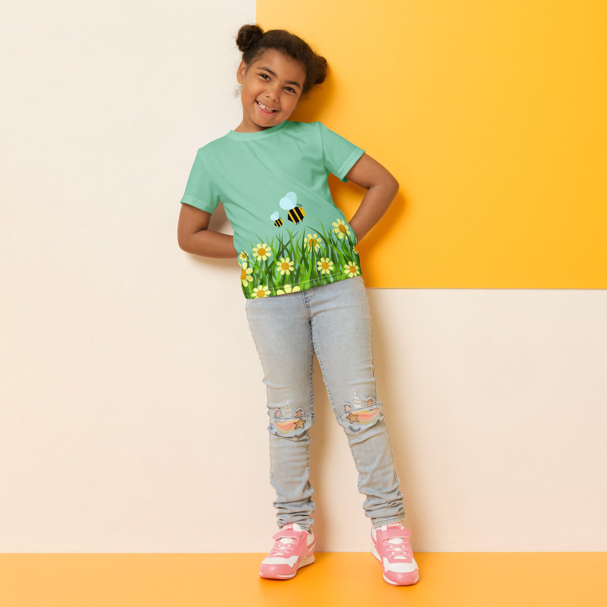 Kids crew neck t-shirt-Flower Garden I