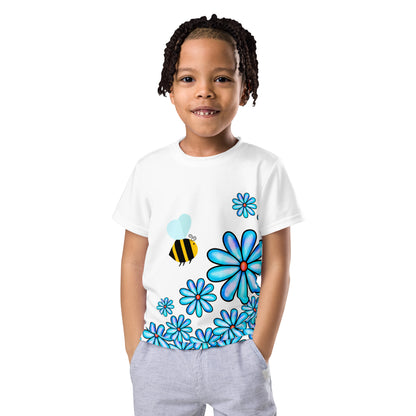 Kids crew neck t-shirt-Flower Doodle I