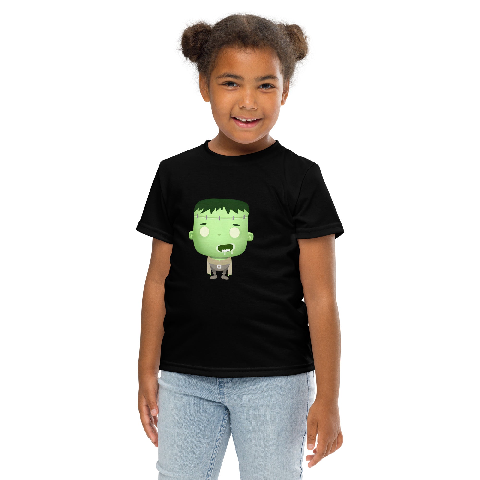 Kids crew neck t-shirt-Spooky Halloween Monster-Franky