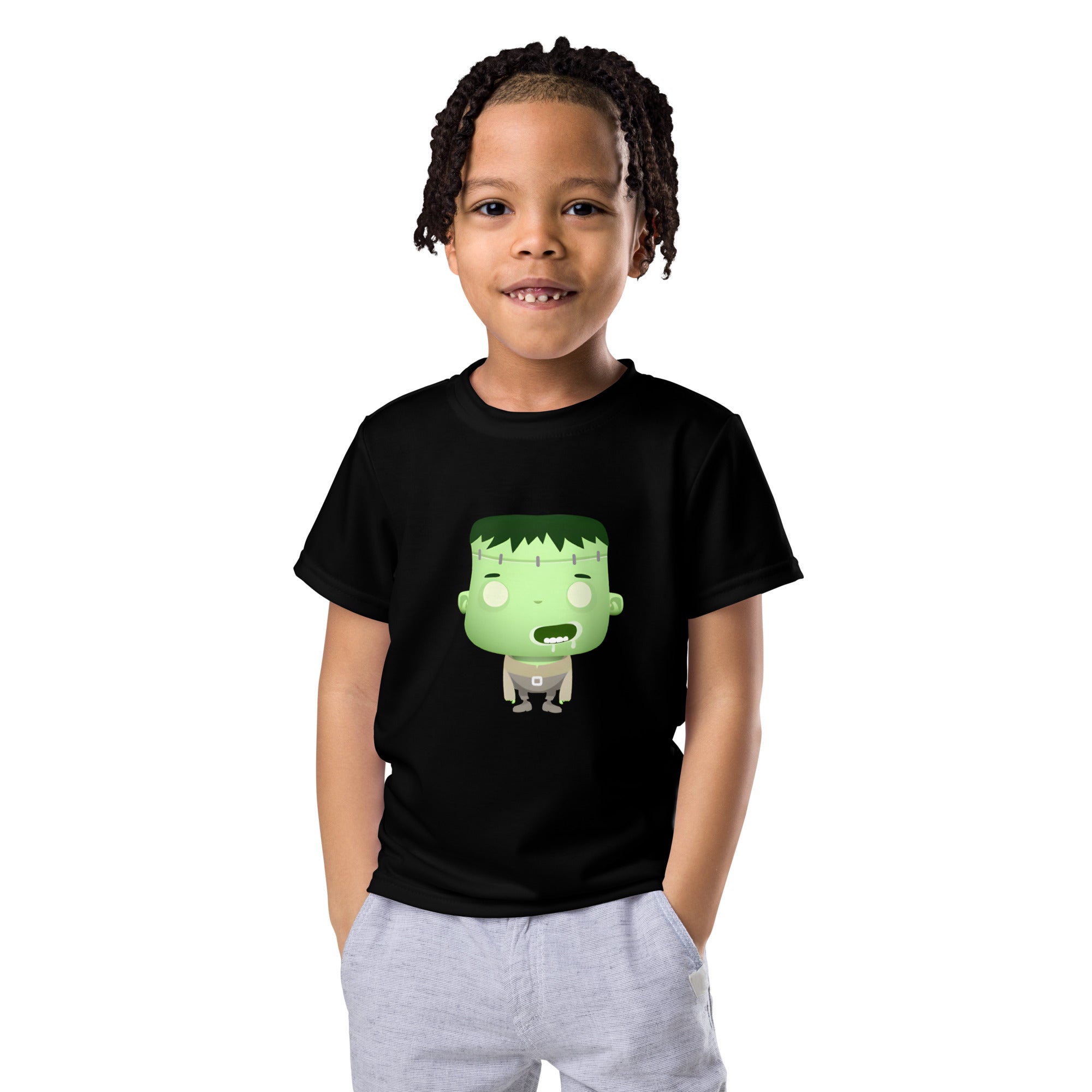 Kids crew neck t-shirt-Spooky Halloween Monster-Franky