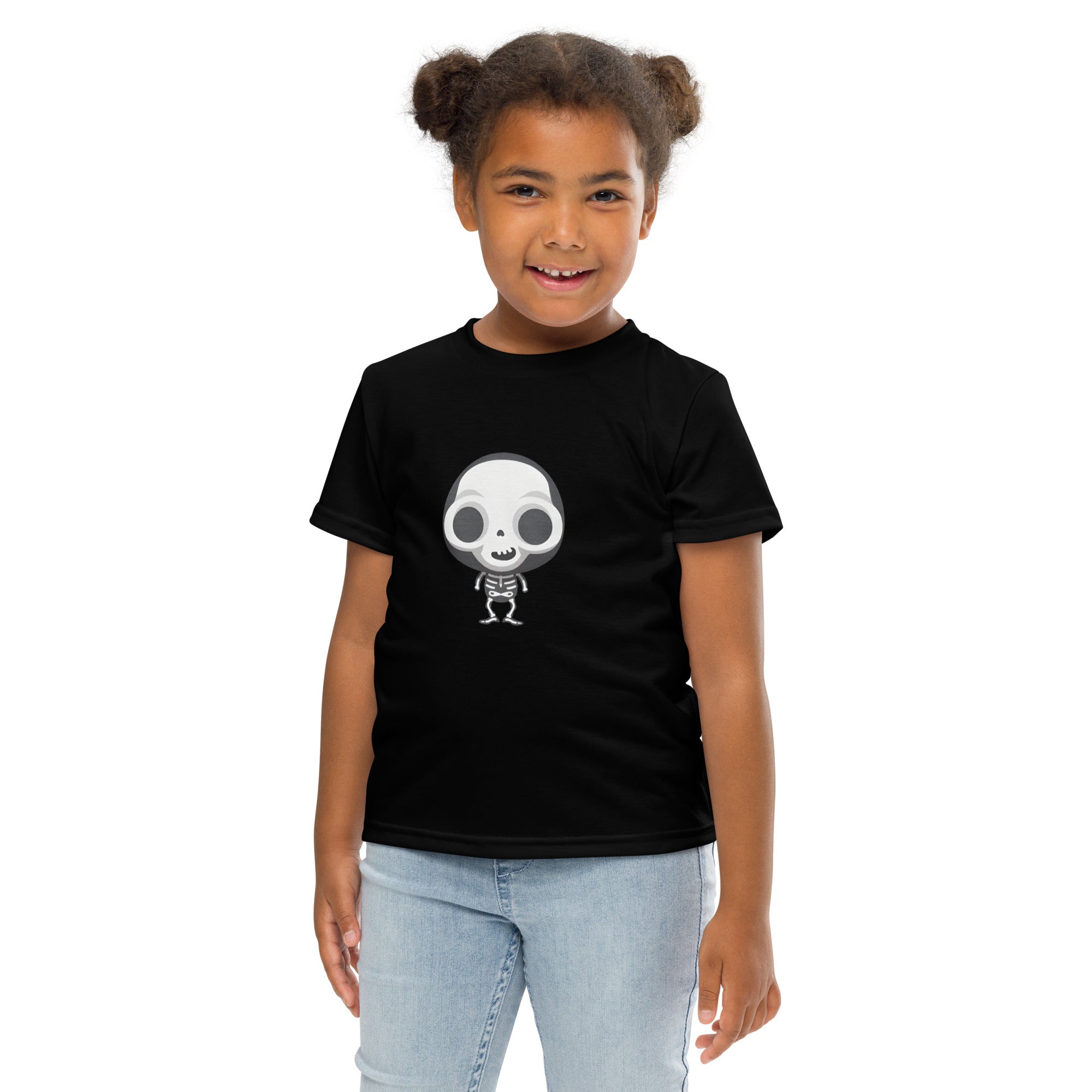 Kids crew neck t-shirt-Spooky Halloween Monster-Skeleton