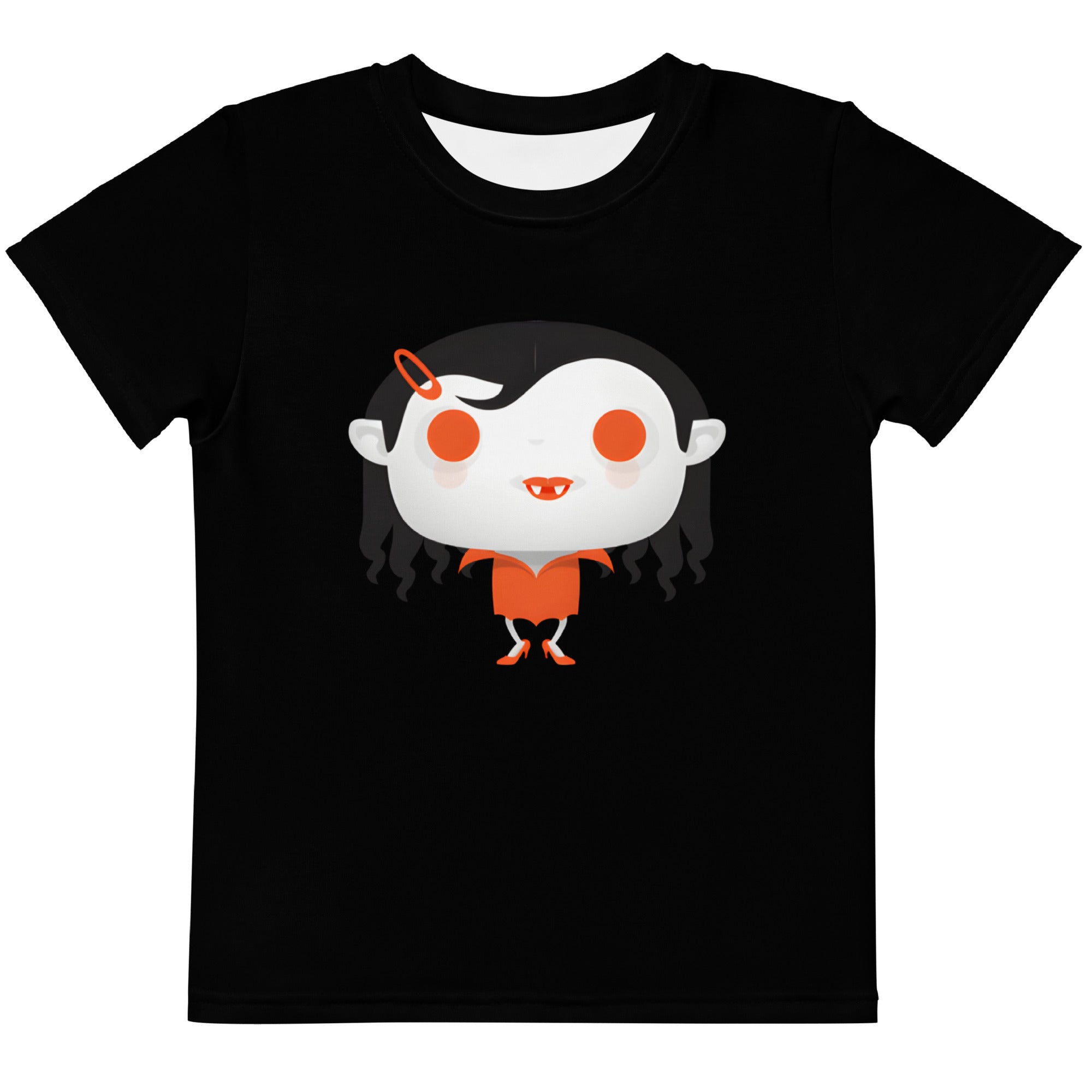 Kids crew neck t-shirt-Spooky Halloween Monster-Vampire Girl