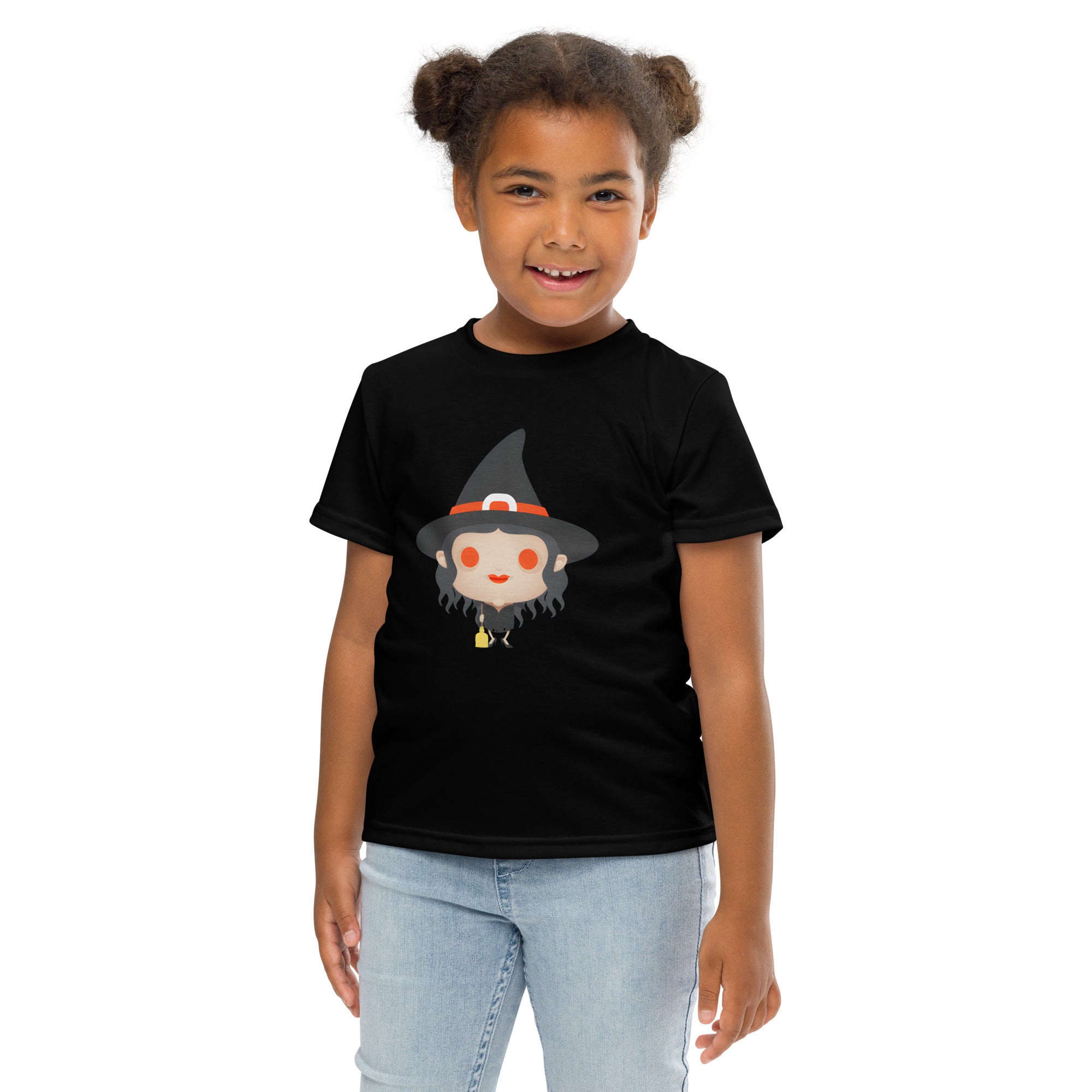 Kids crew neck t-shirt-Spooky Halloween Monster-Witch