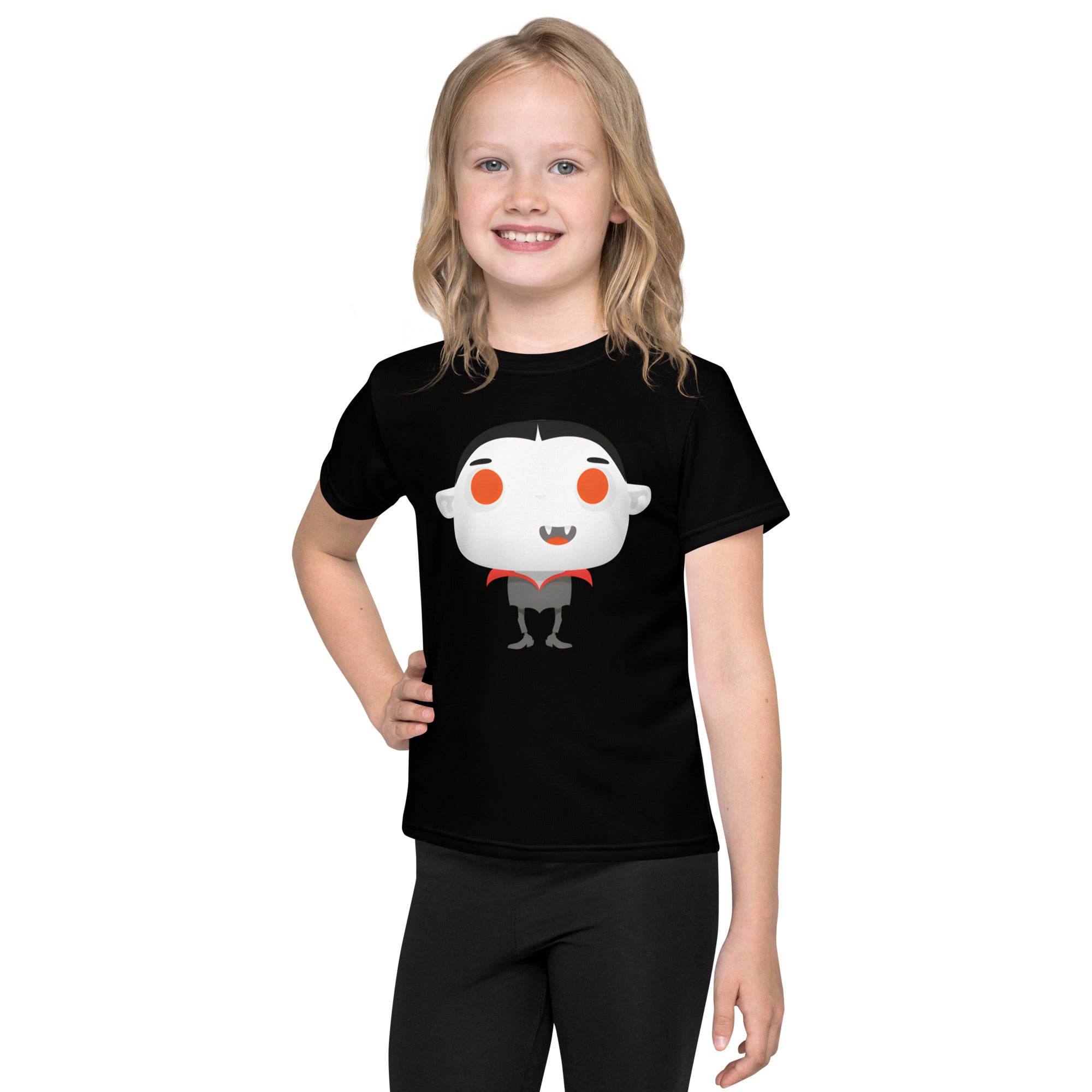 Kids crew neck t-shirt-Spooky Halloween Monster-Vampire