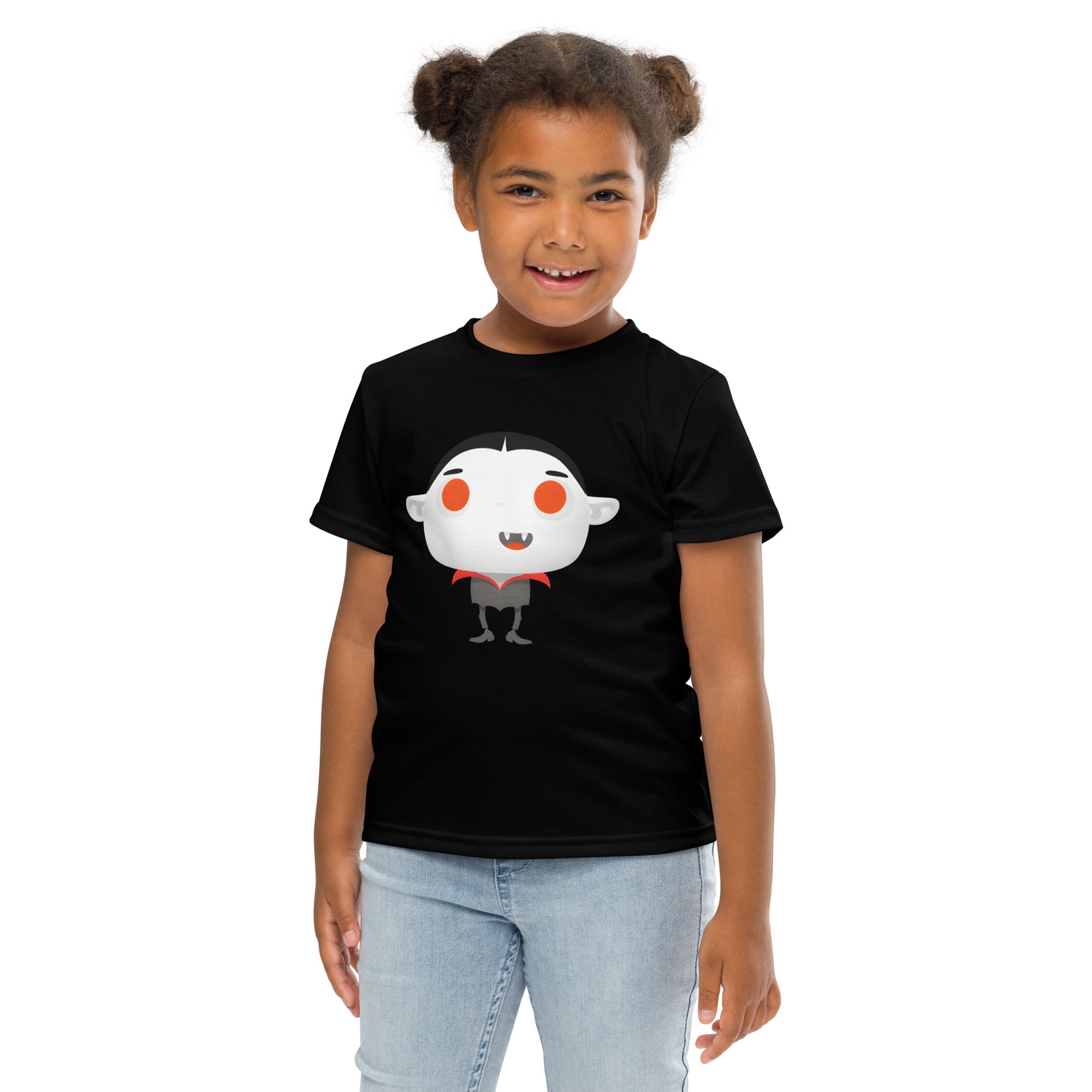 Kids crew neck t-shirt-Spooky Halloween Monster-Vampire