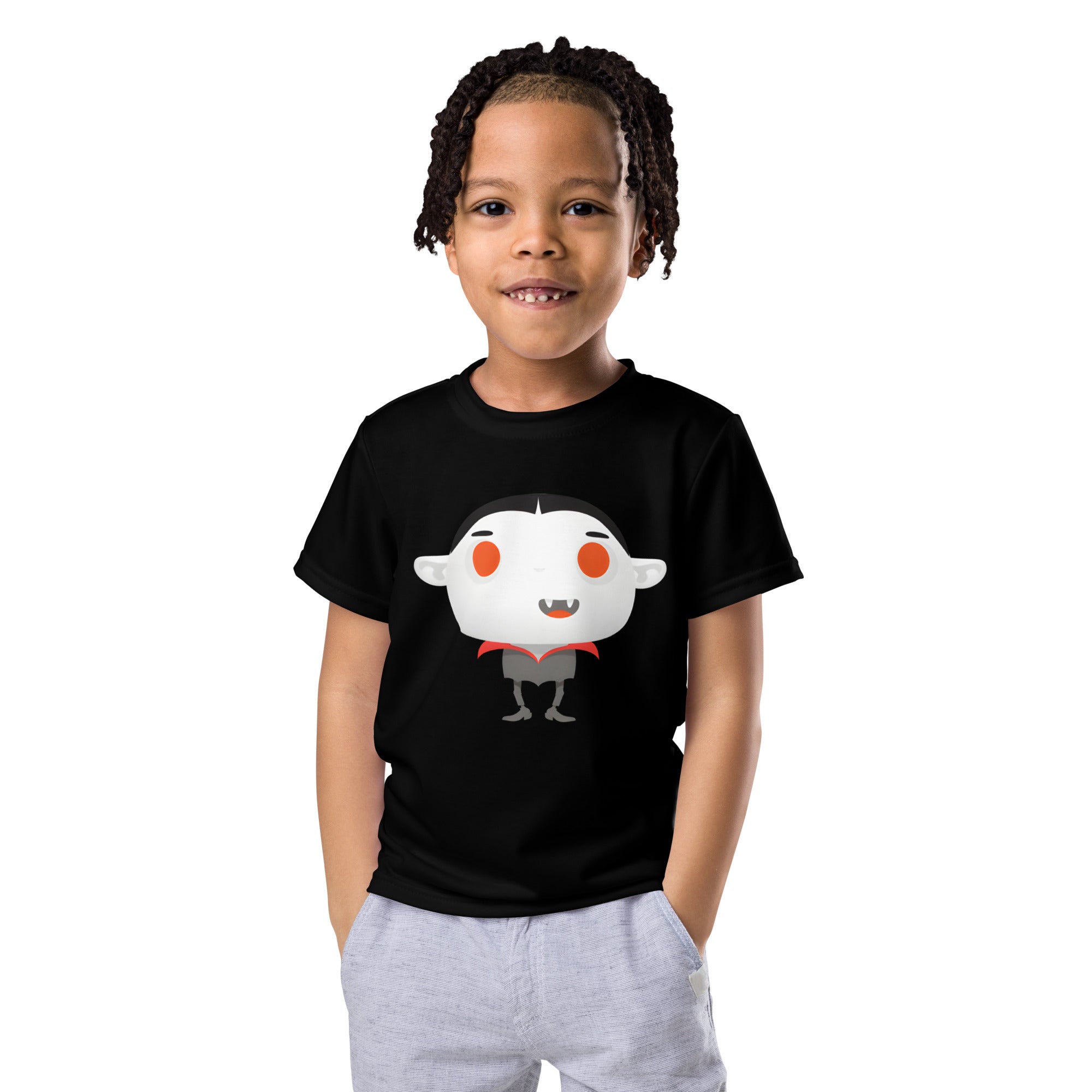 Kids crew neck t-shirt-Spooky Halloween Monster-Vampire