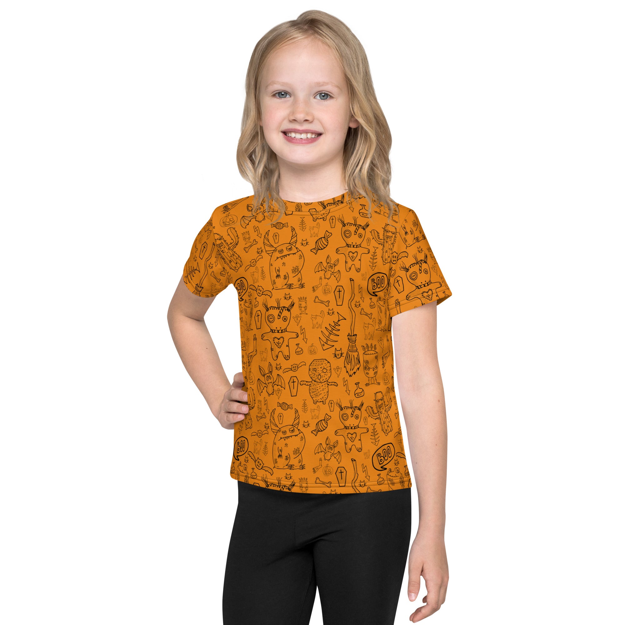 Kids crew neck t-shirt-Spooky Doodles I