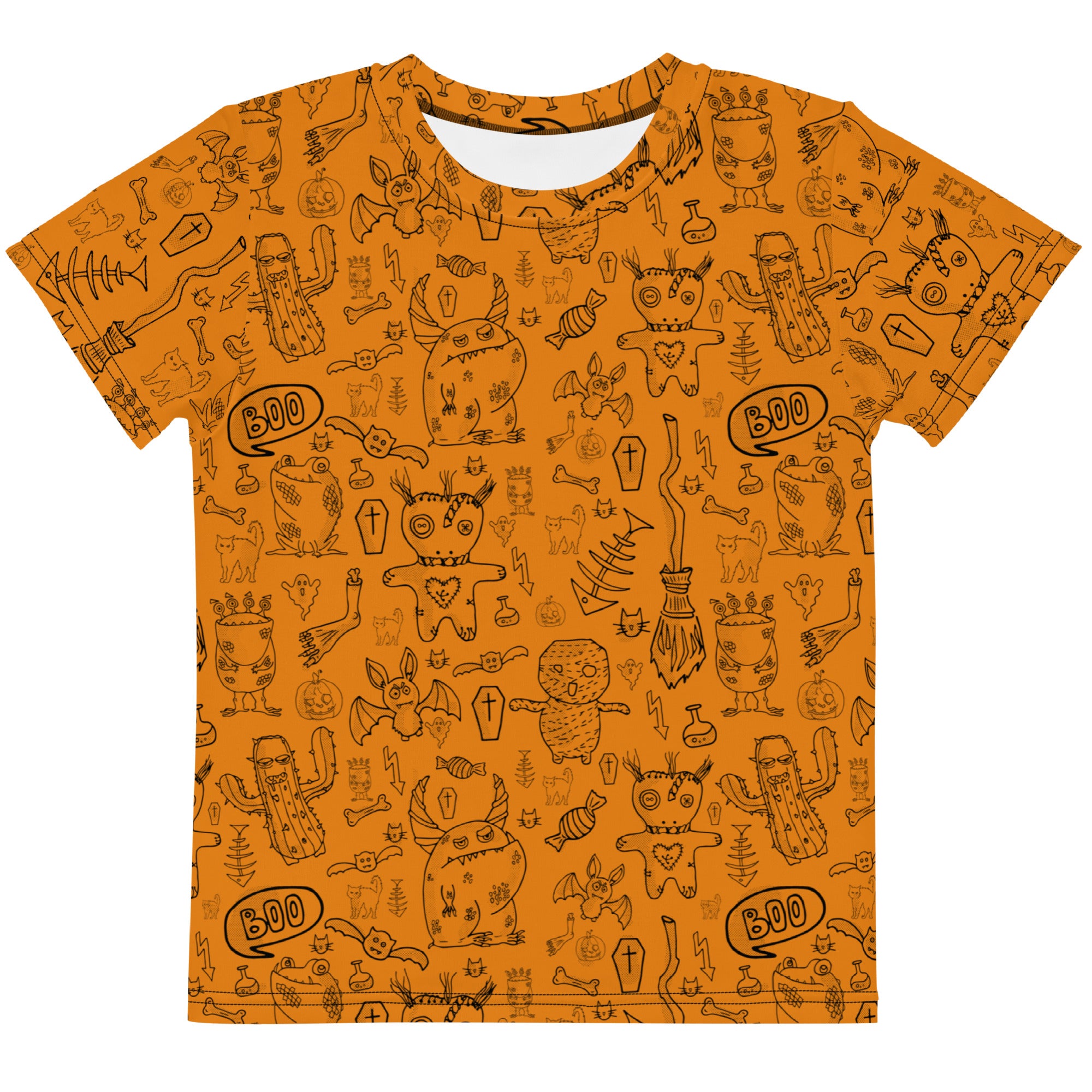 Kids crew neck t-shirt-Spooky Doodles I