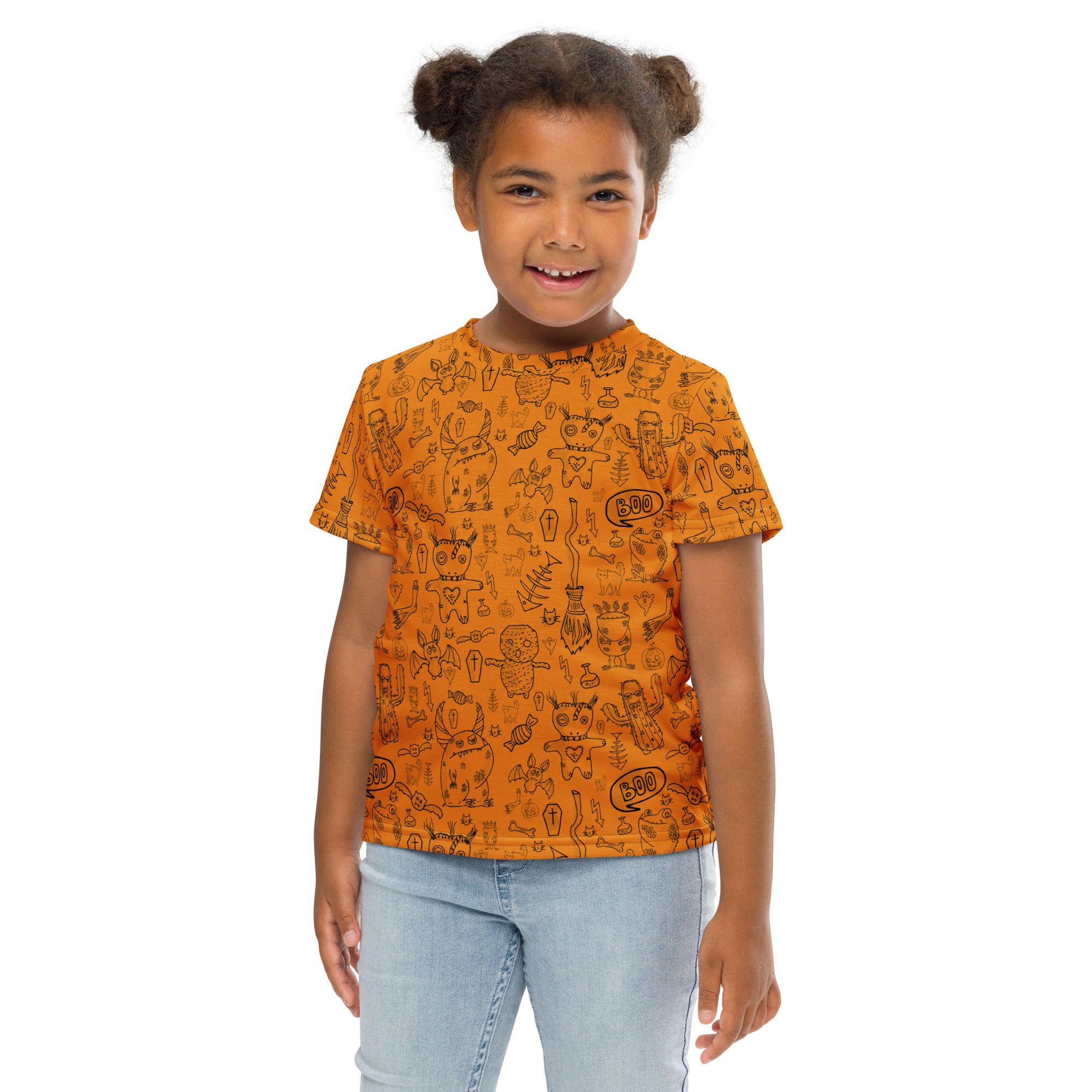 Kids crew neck t-shirt-Spooky Doodles I