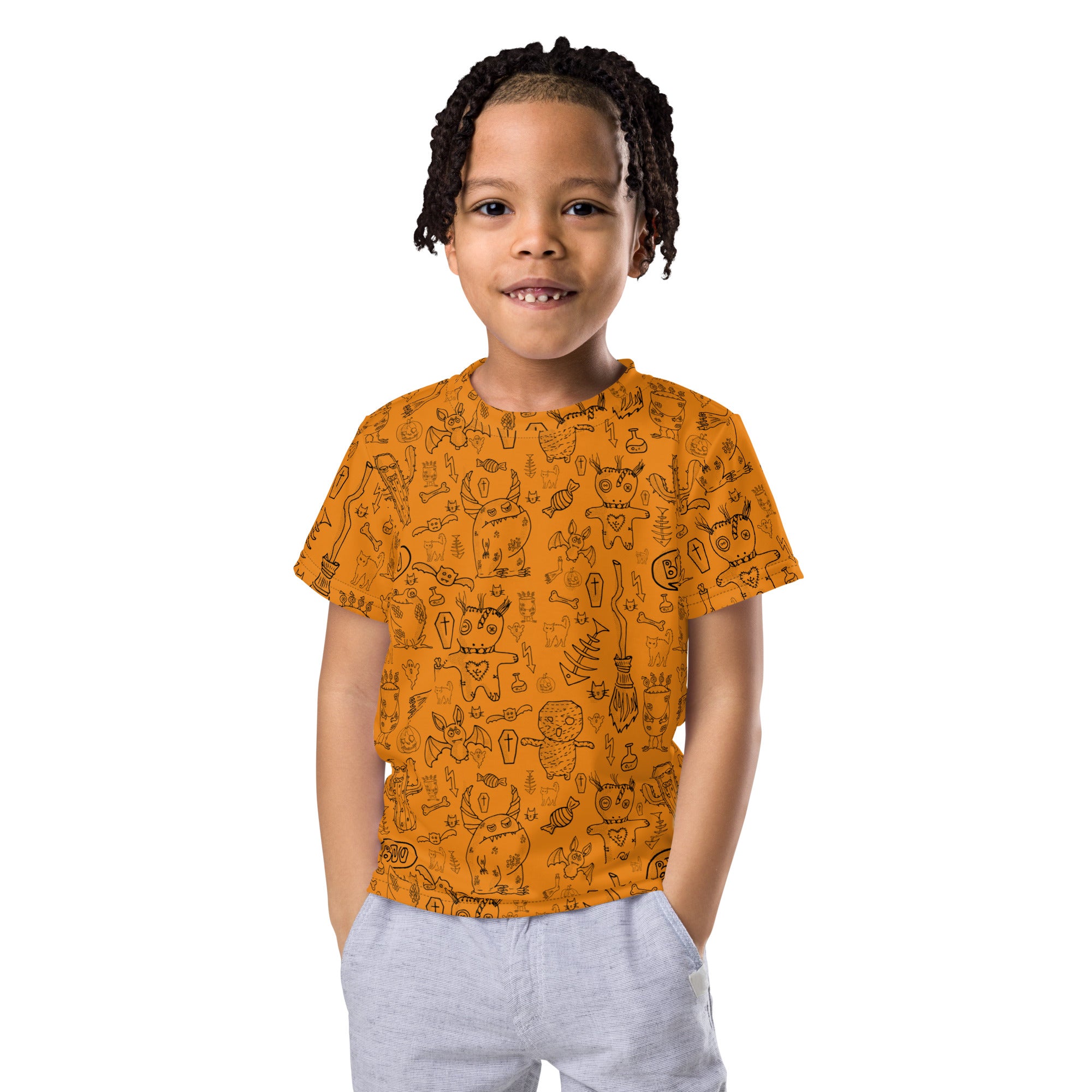 Kids crew neck t-shirt-Spooky Doodles I