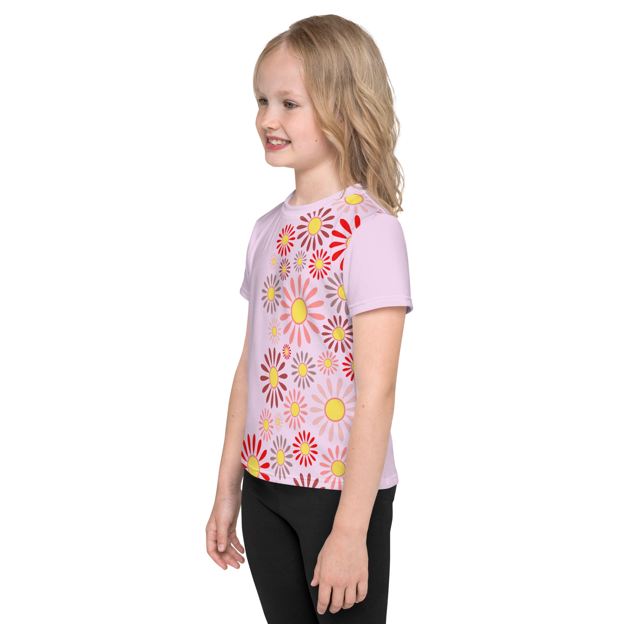 Kids crew neck t-shirt-Daisy Flower Garden II