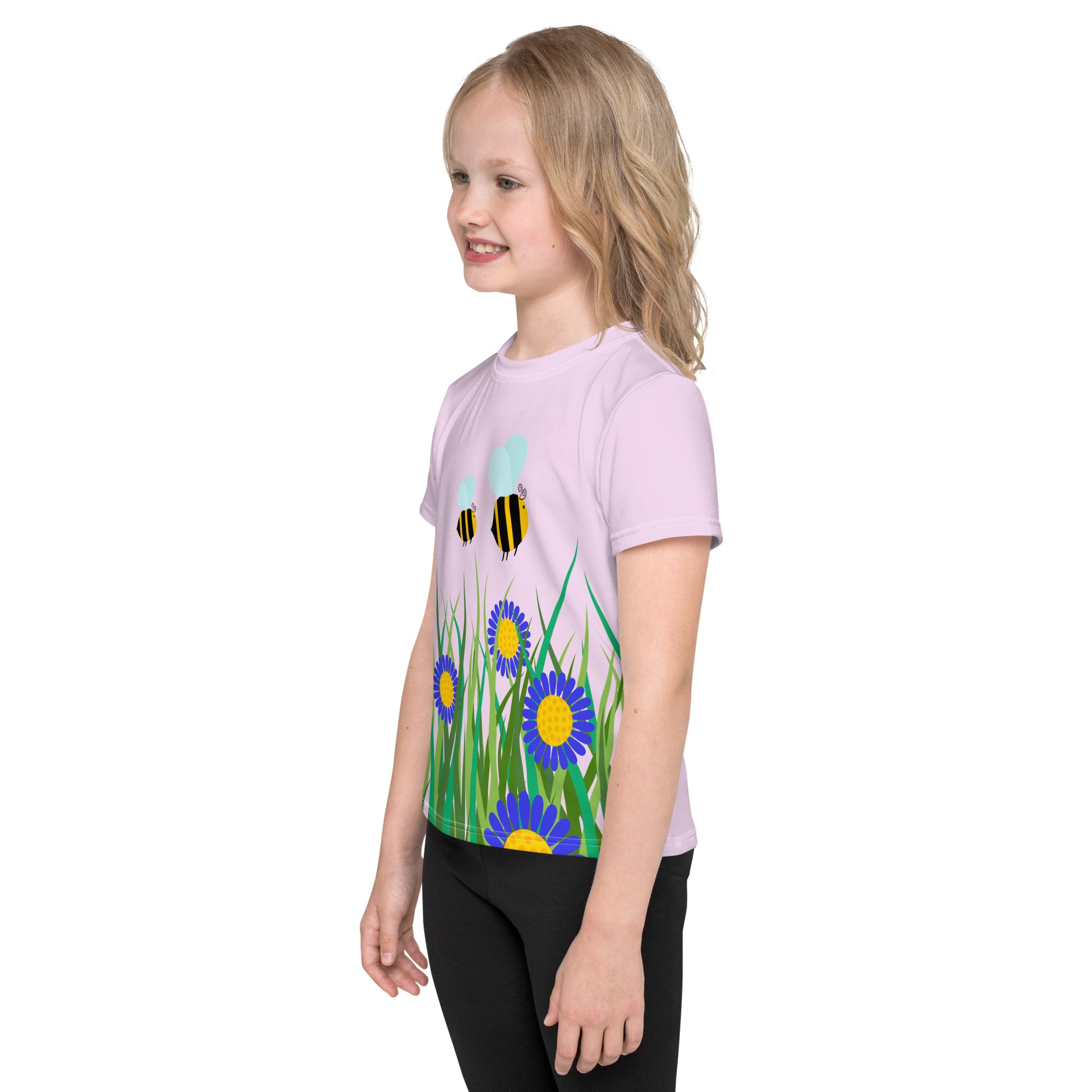 Kids crew neck t-shirt-Beetiful Flower Garden II Selago