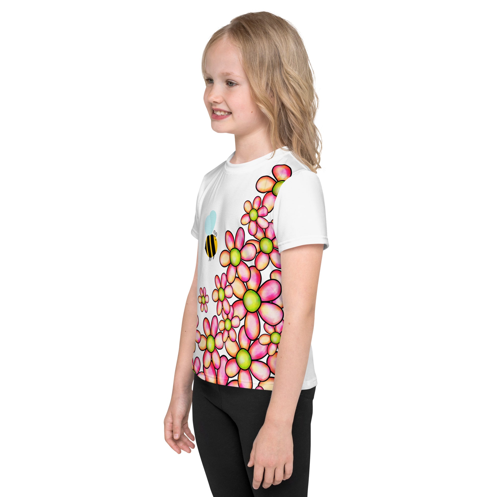 Kids crew neck t-shirt-Flower Doodle III