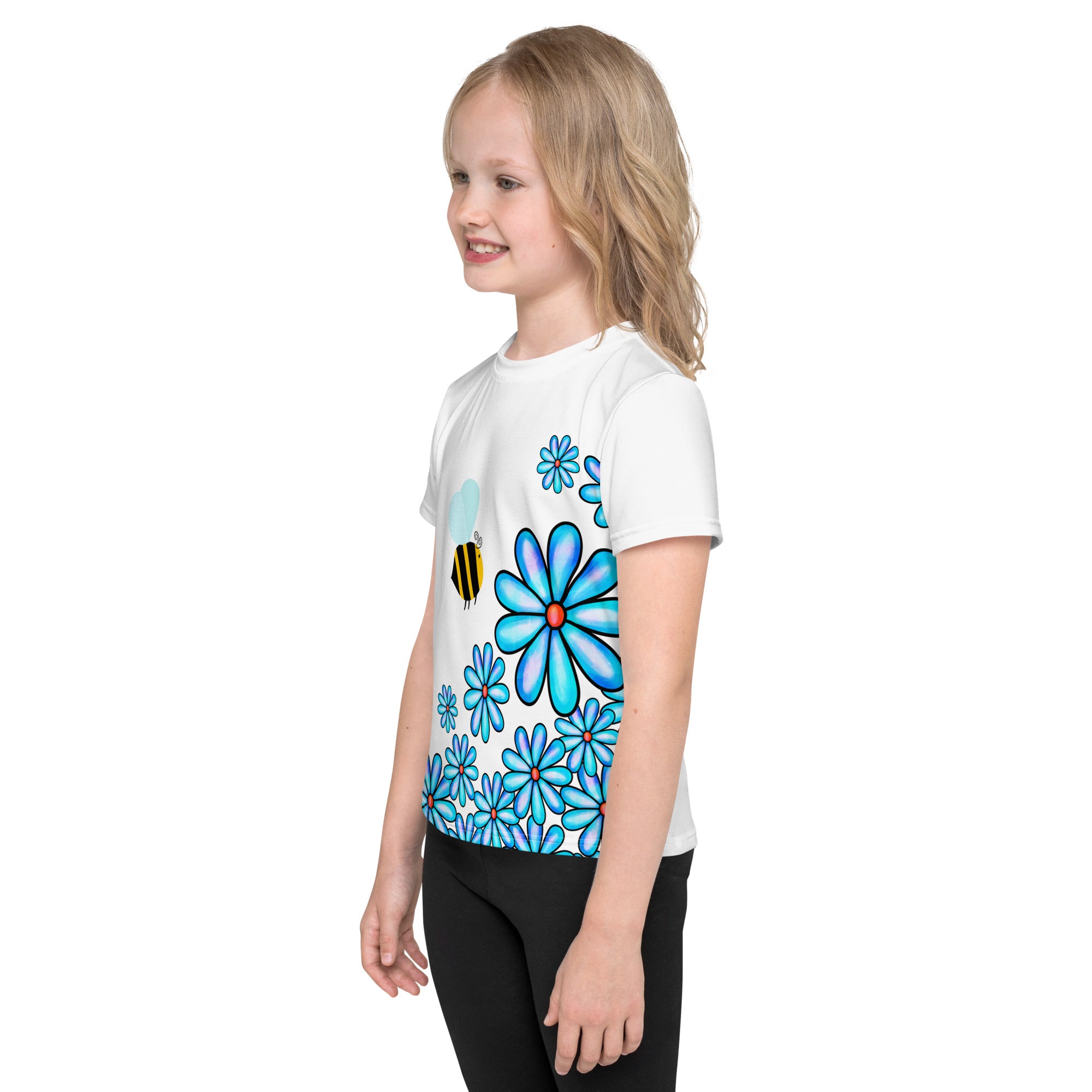 Kids crew neck t-shirt-Flower Doodle I