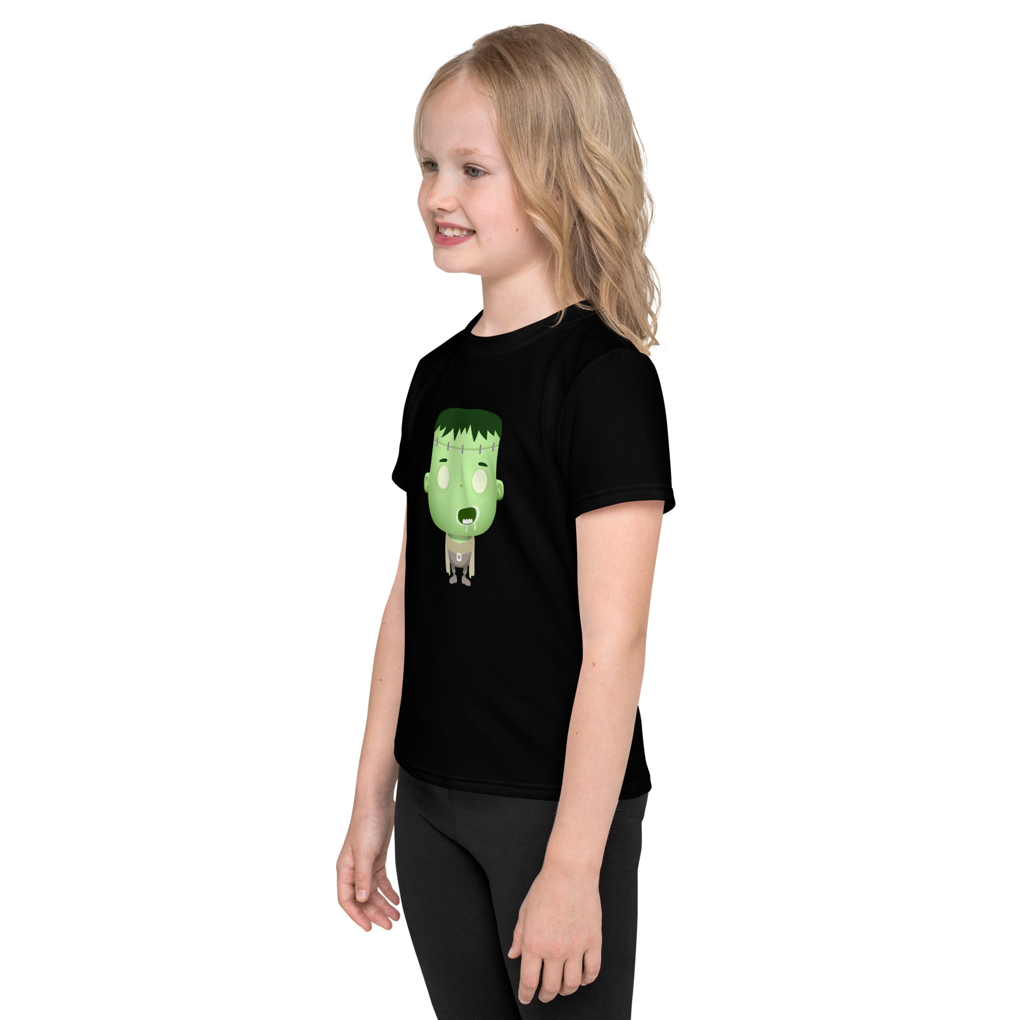 Kids crew neck t-shirt-Spooky Halloween Monster-Franky