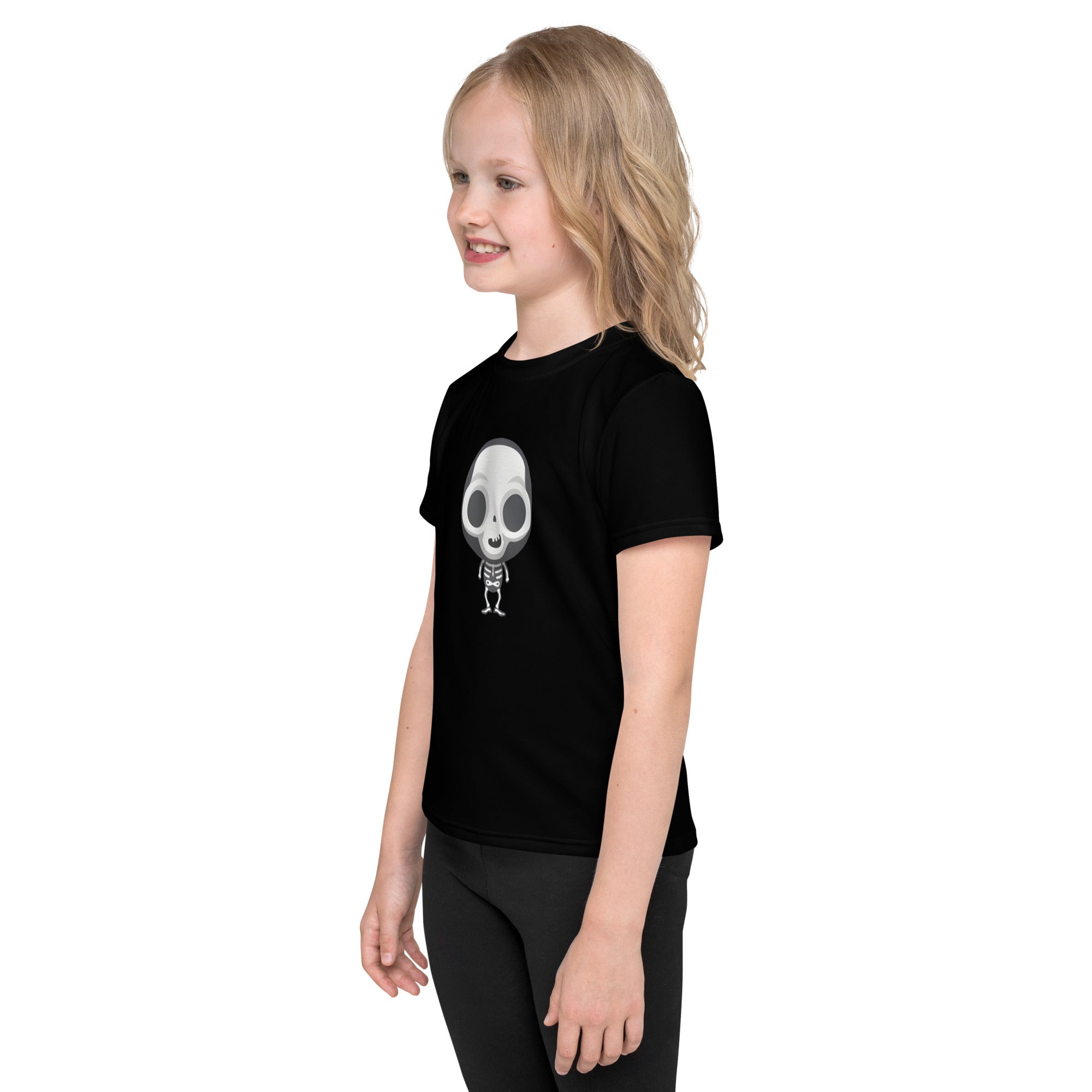 Kids crew neck t-shirt-Spooky Halloween Monster-Skeleton