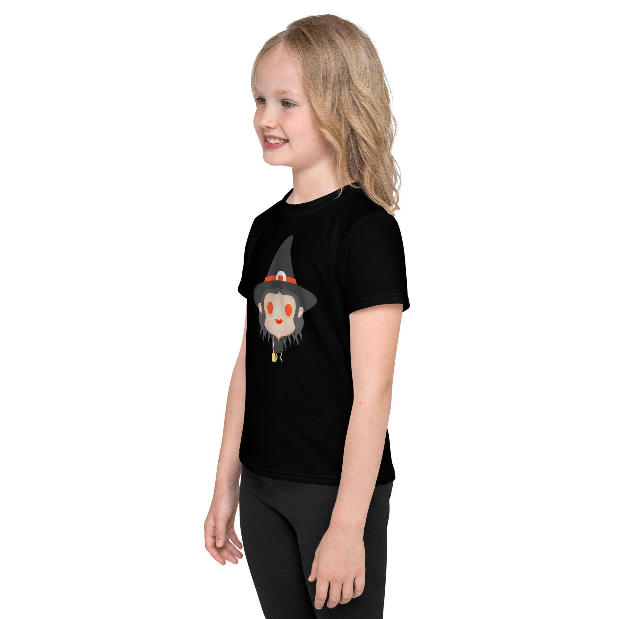 Kids crew neck t-shirt-Spooky Halloween Monster-Witch