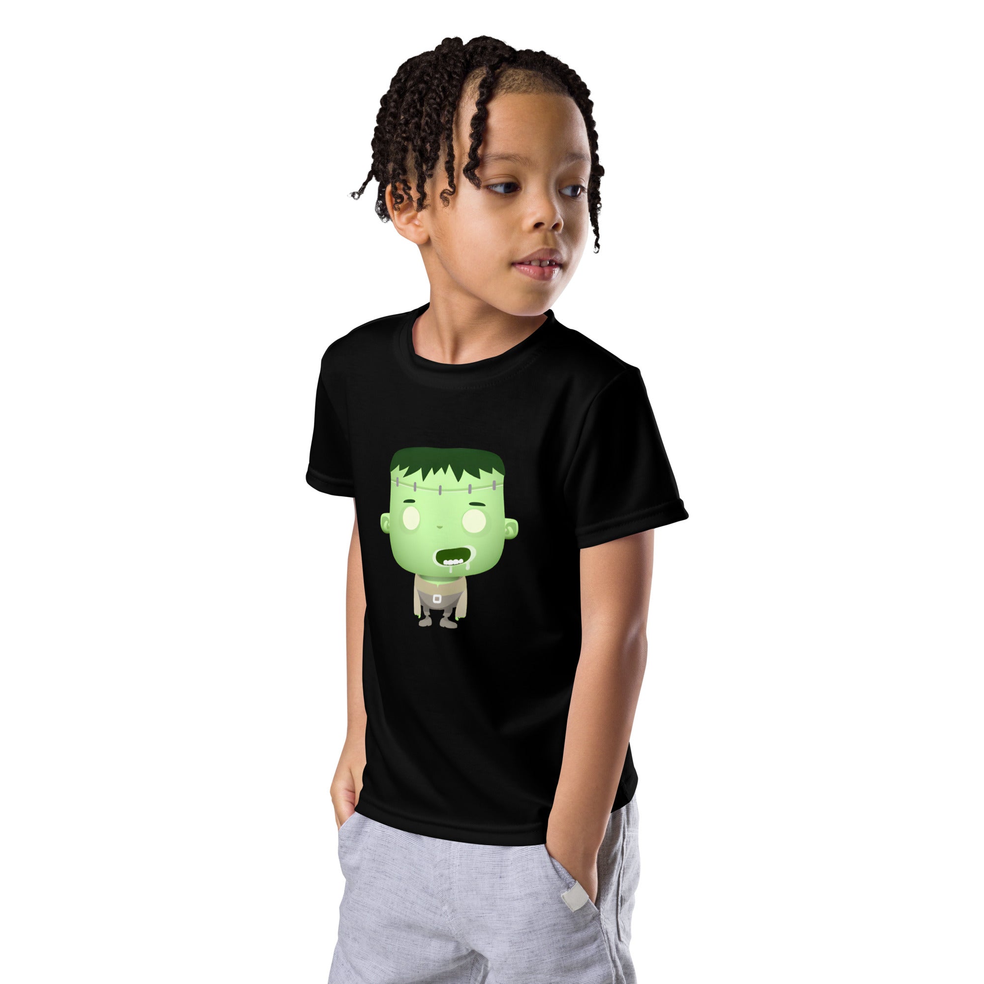 Kids crew neck t-shirt-Spooky Halloween Monster-Franky