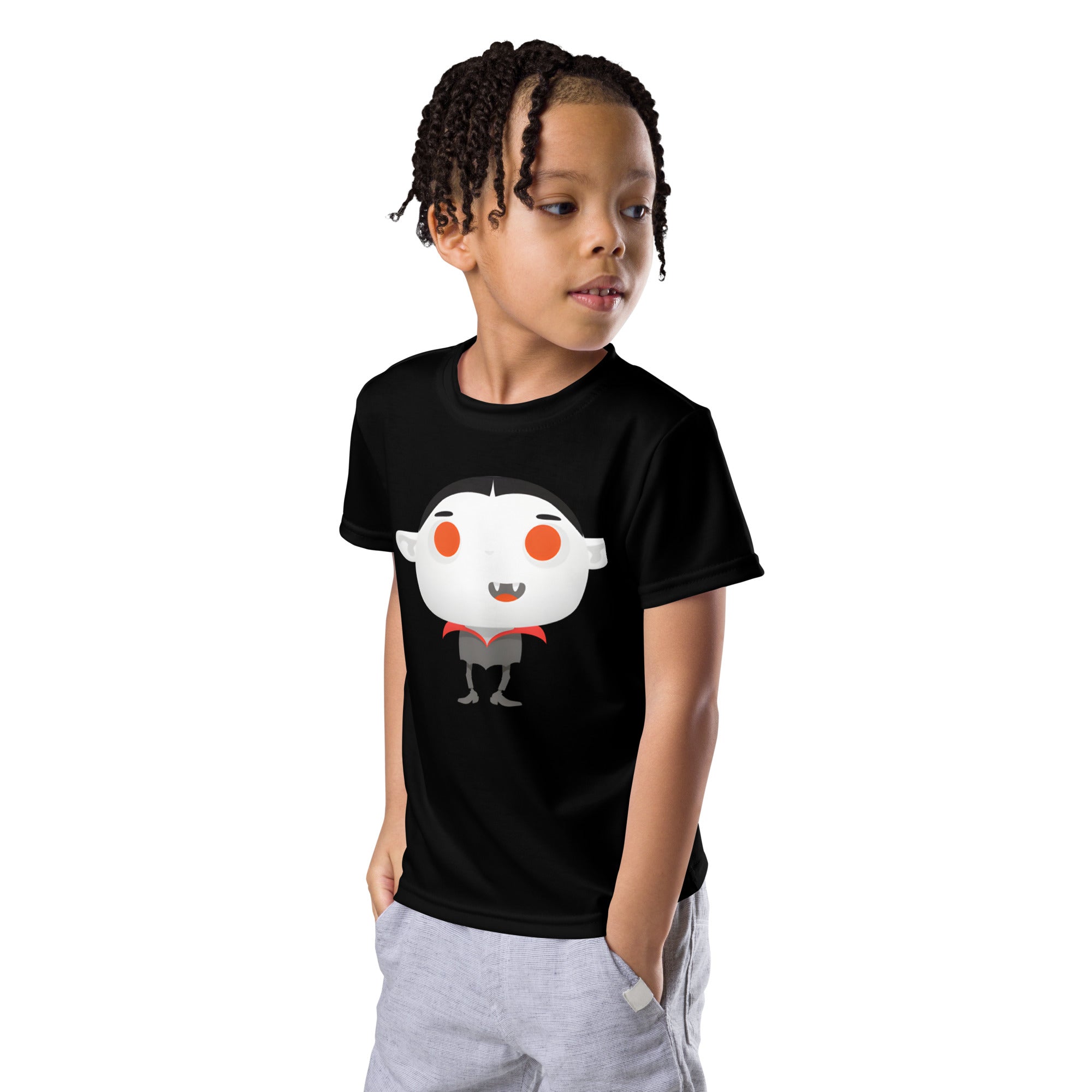 Kids crew neck t-shirt-Spooky Halloween Monster-Vampire