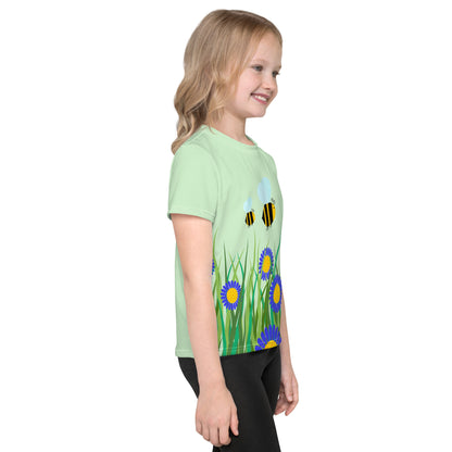 Kids crew neck t-shirt-Beetiful Flower Garden II Tara