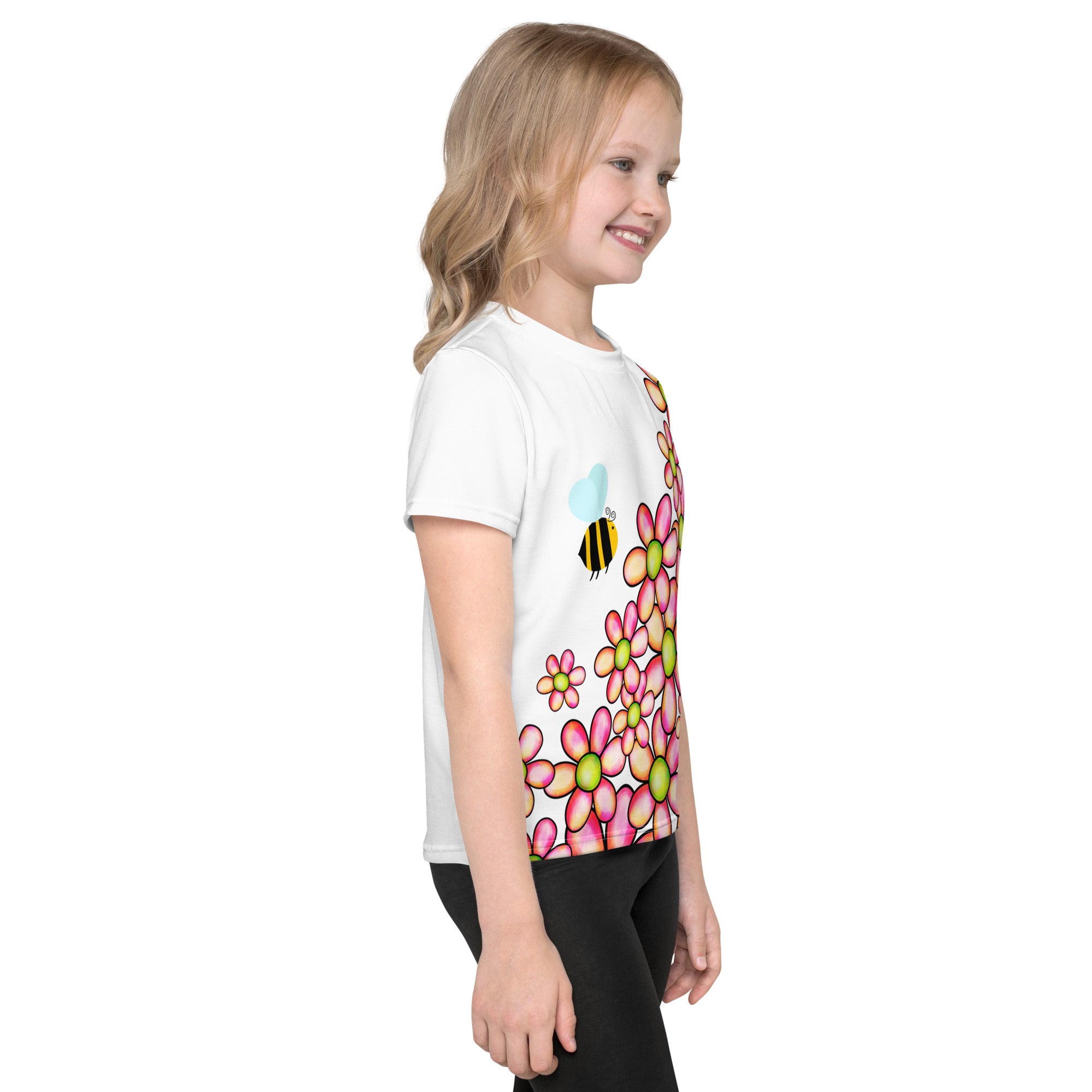 Kids crew neck t-shirt-Flower Doodle III