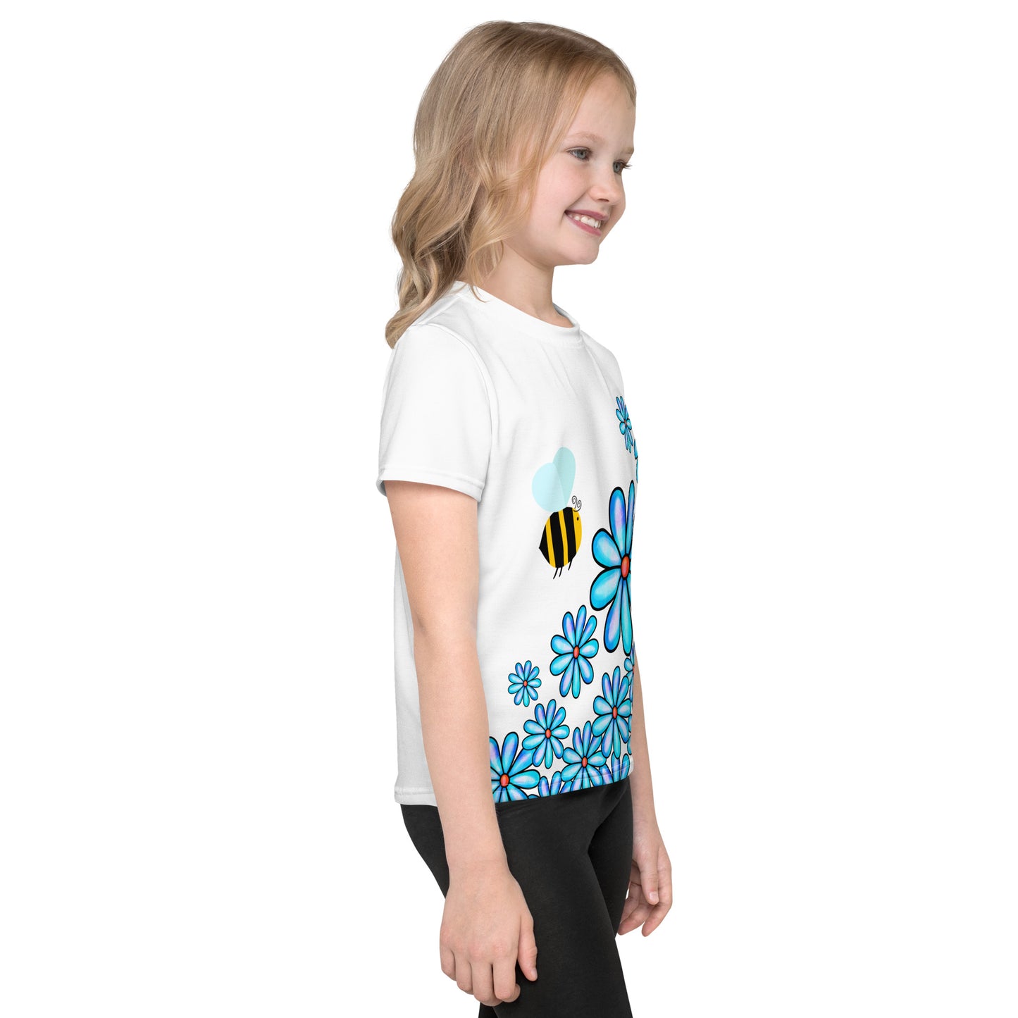 Kids crew neck t-shirt-Flower Doodle I