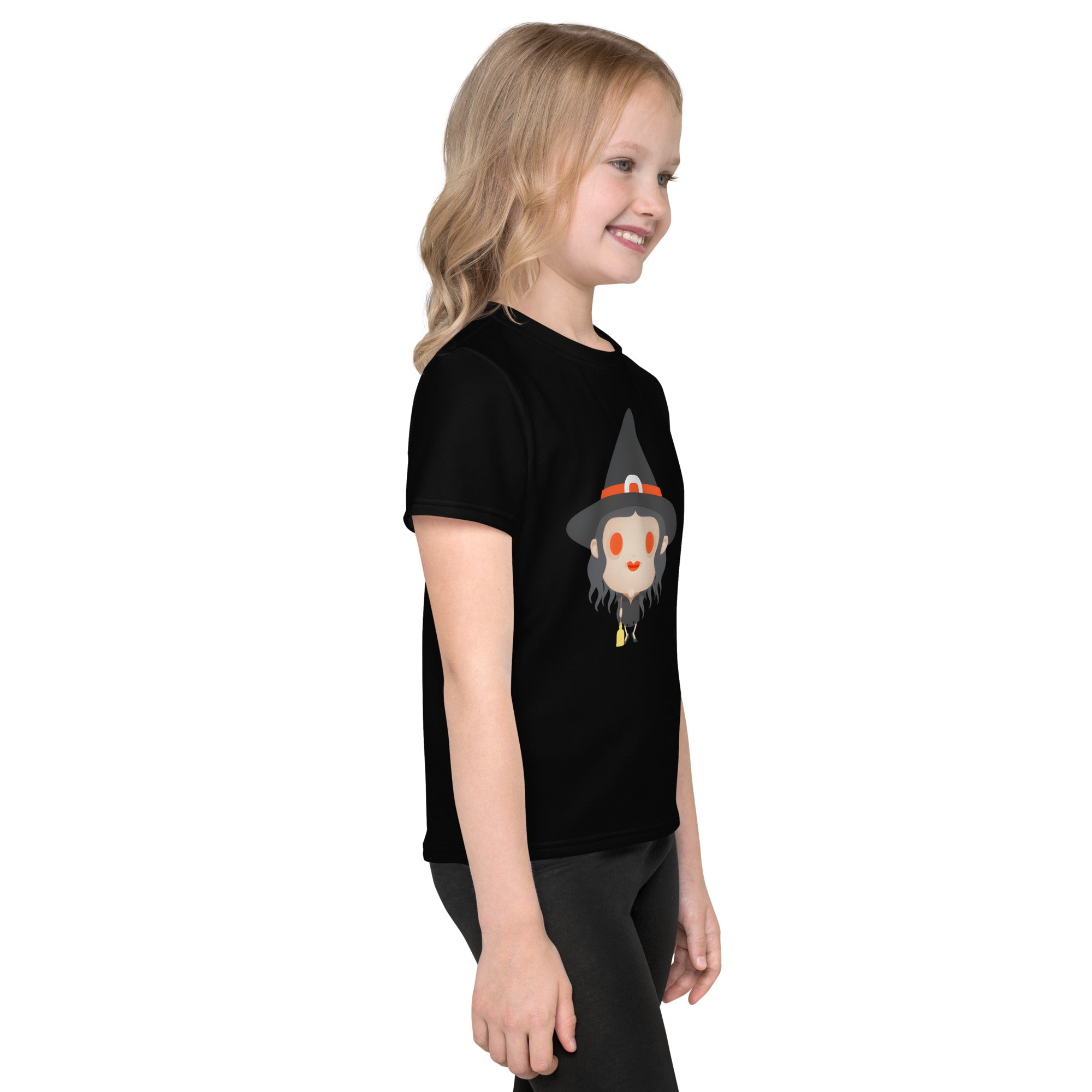 Kids crew neck t-shirt-Spooky Halloween Monster-Witch