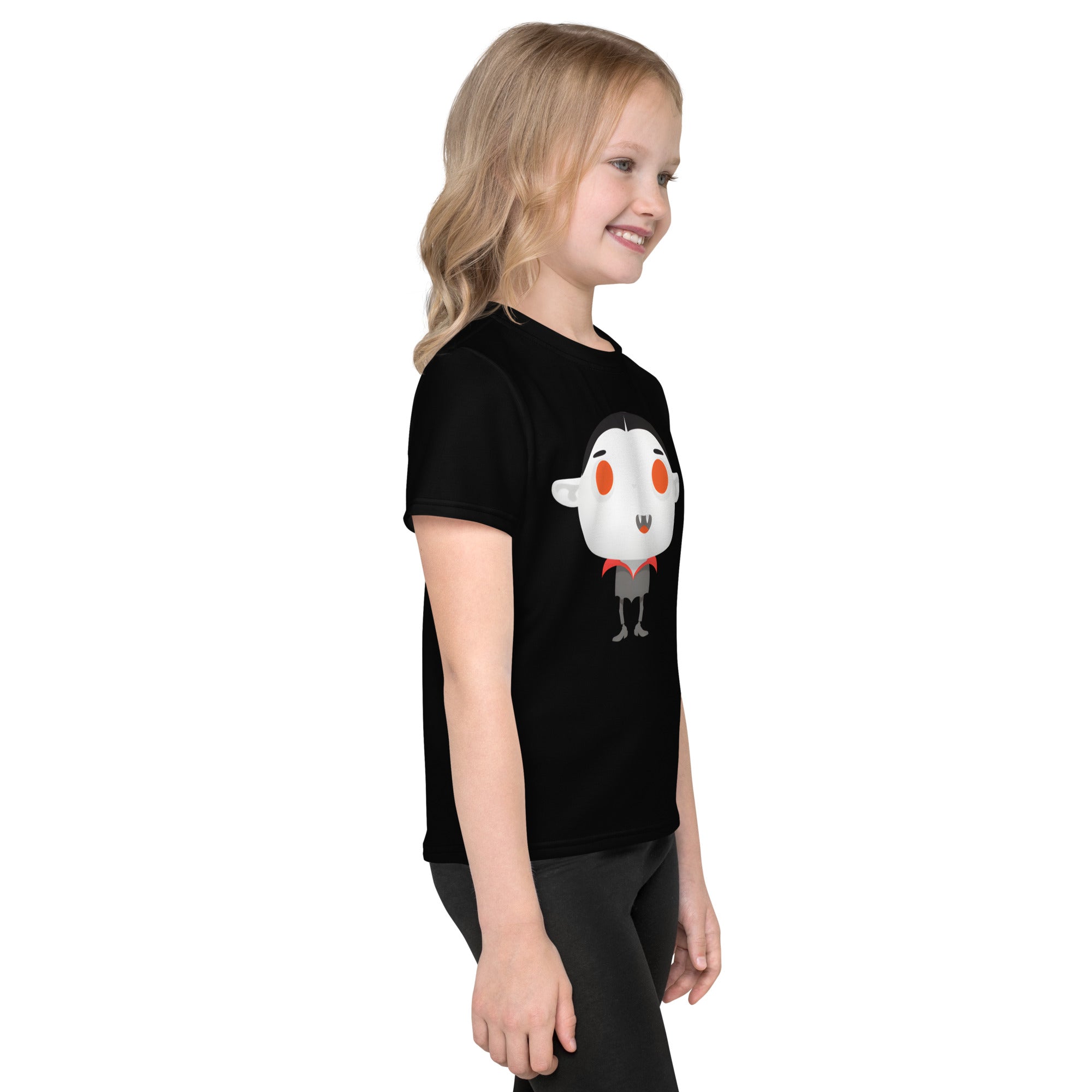 Kids crew neck t-shirt-Spooky Halloween Monster-Vampire