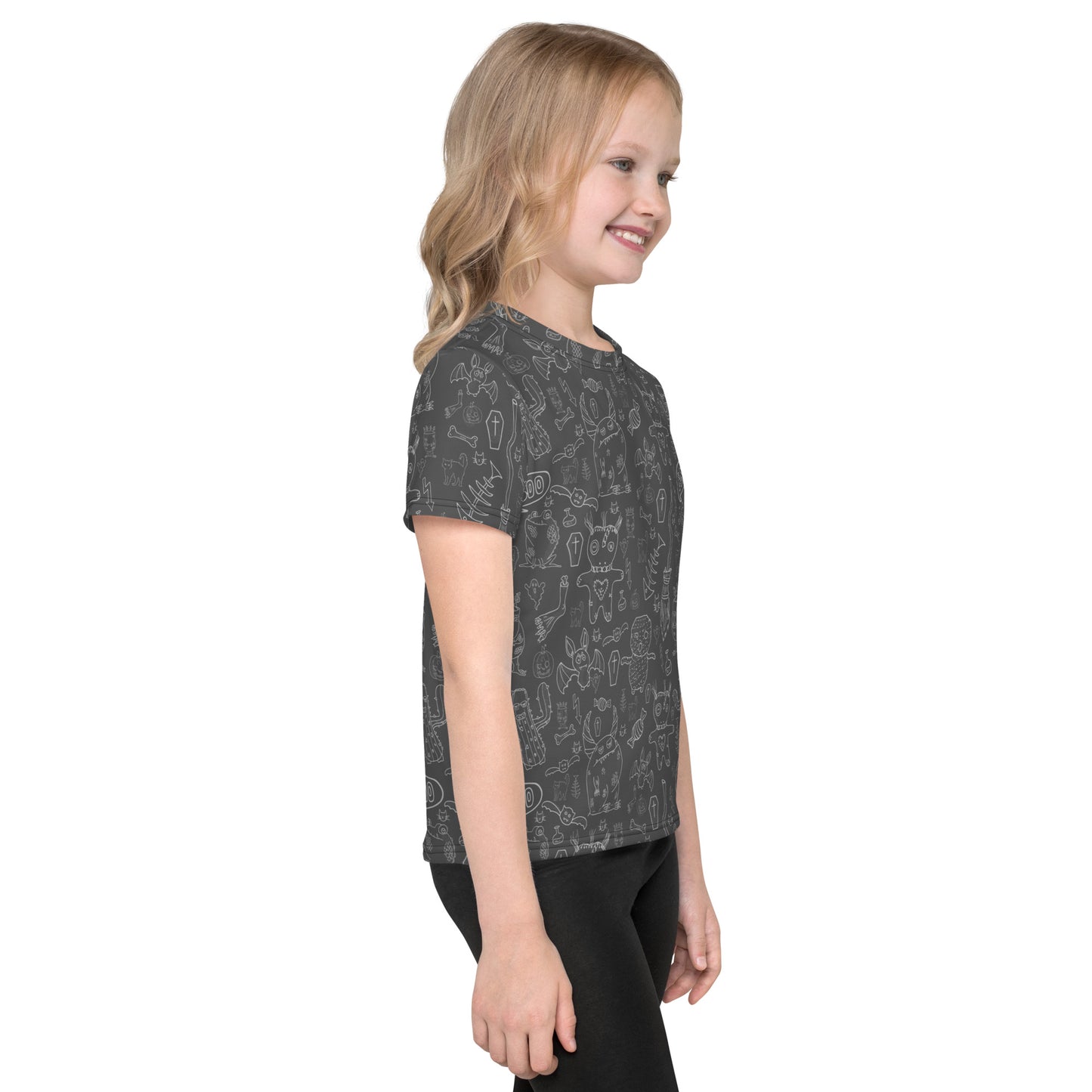 Kids crew neck t-shirt-Spooky Doodles II