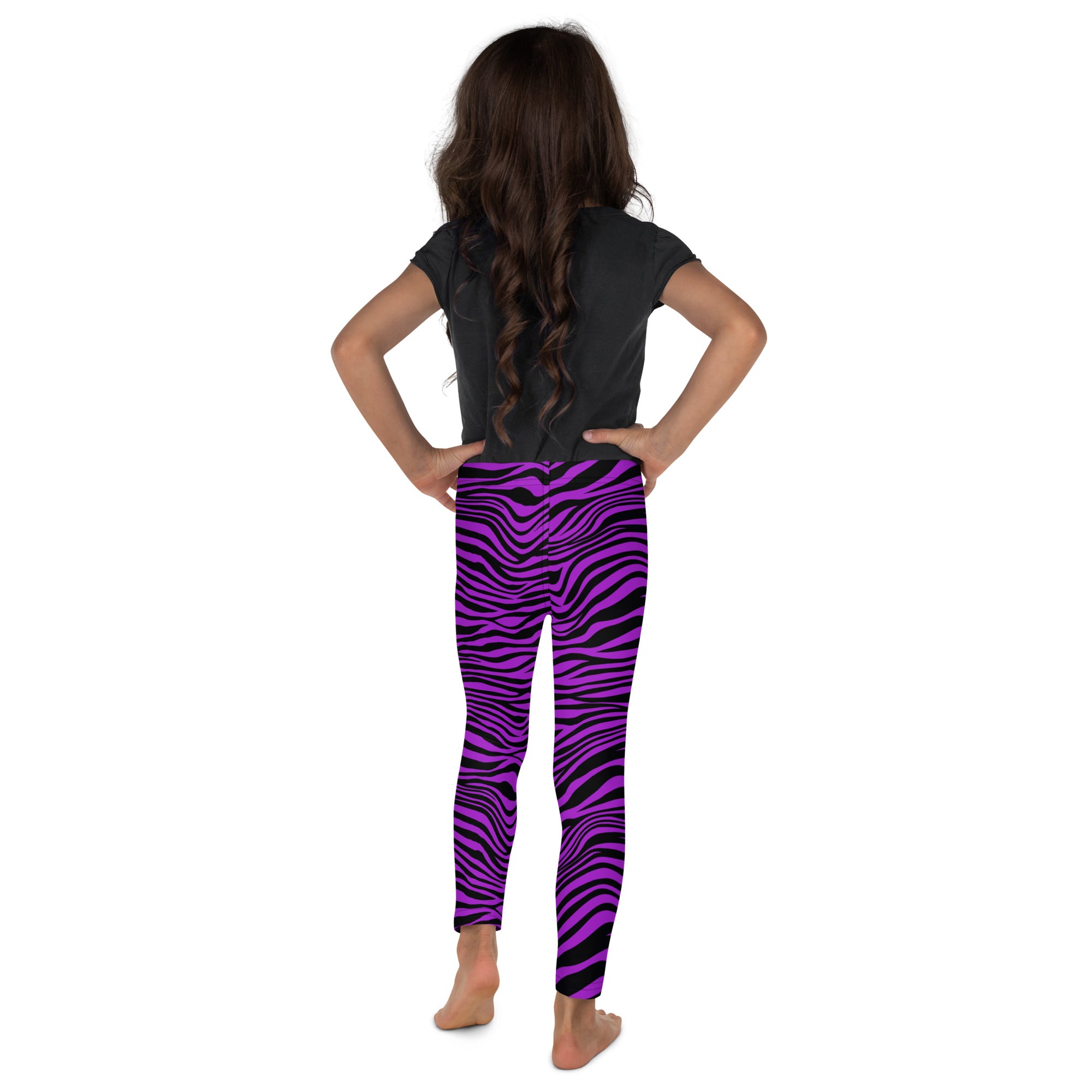 Kid's Leggings- Zebra Black and Purple