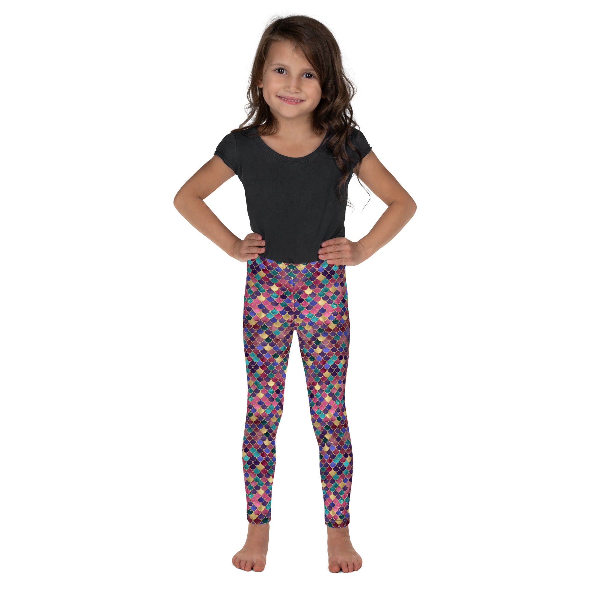 Kid's Leggings- Mermaid Pink and Gold