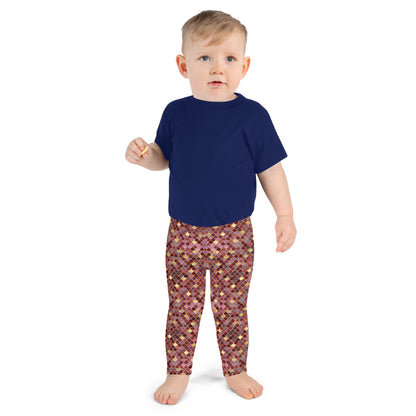 Kid's Leggings- Mermaid Red and Gold