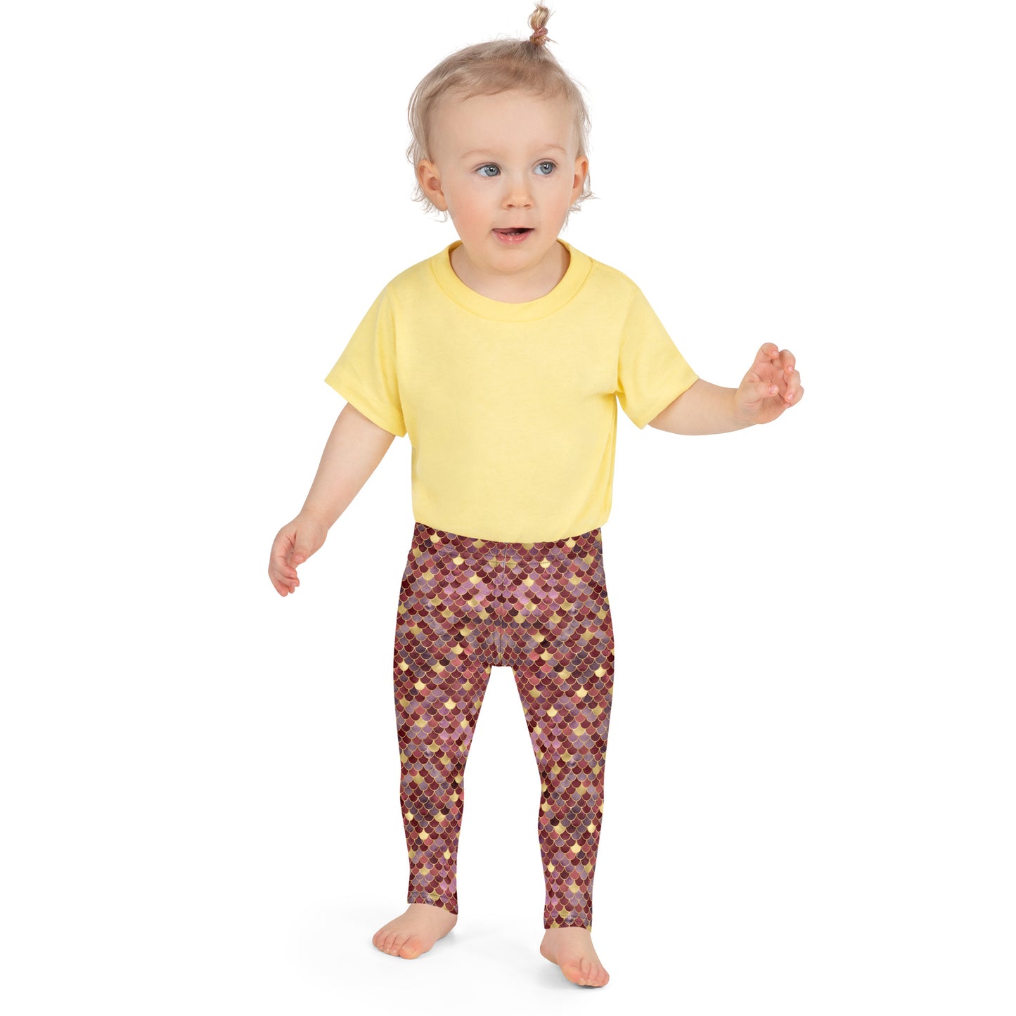 Kid's Leggings- Mermaid Red and Gold