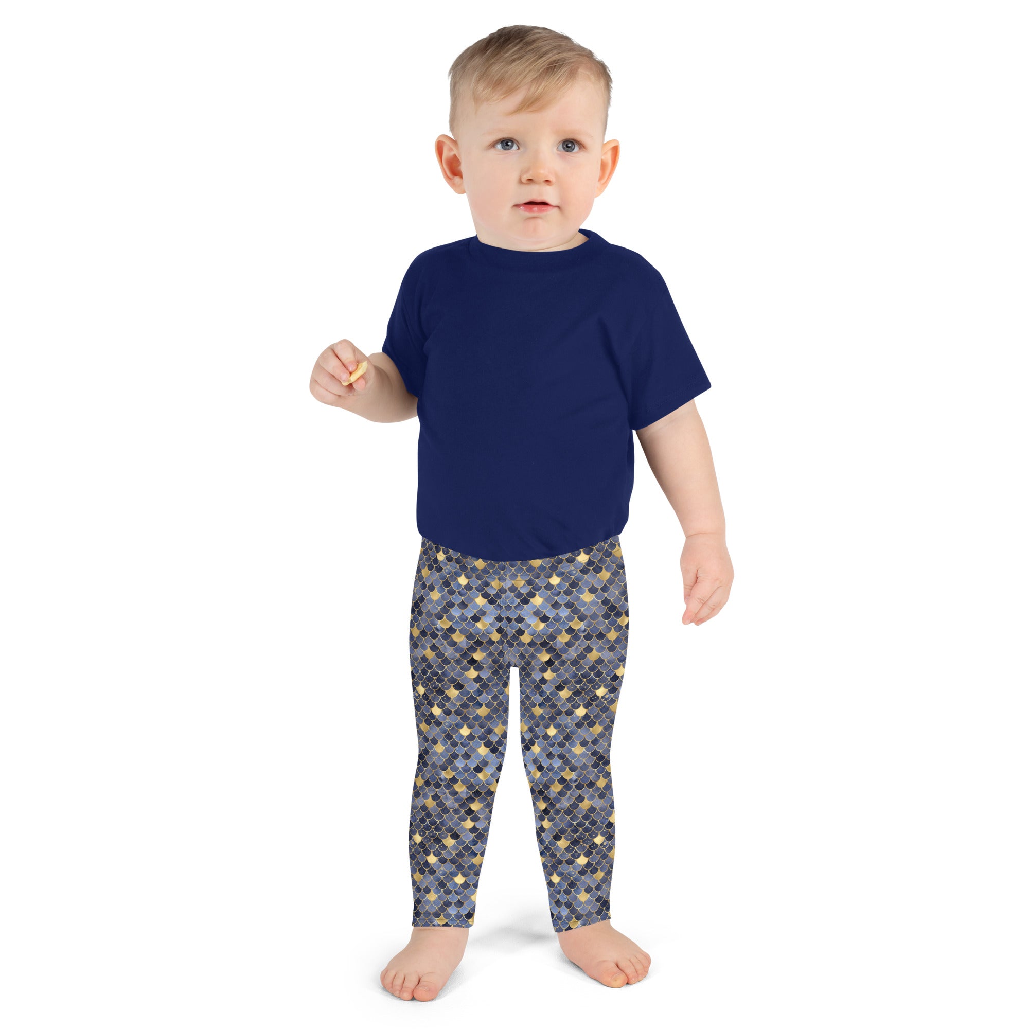 Kid's Leggings- Mermaid Blue and Gold