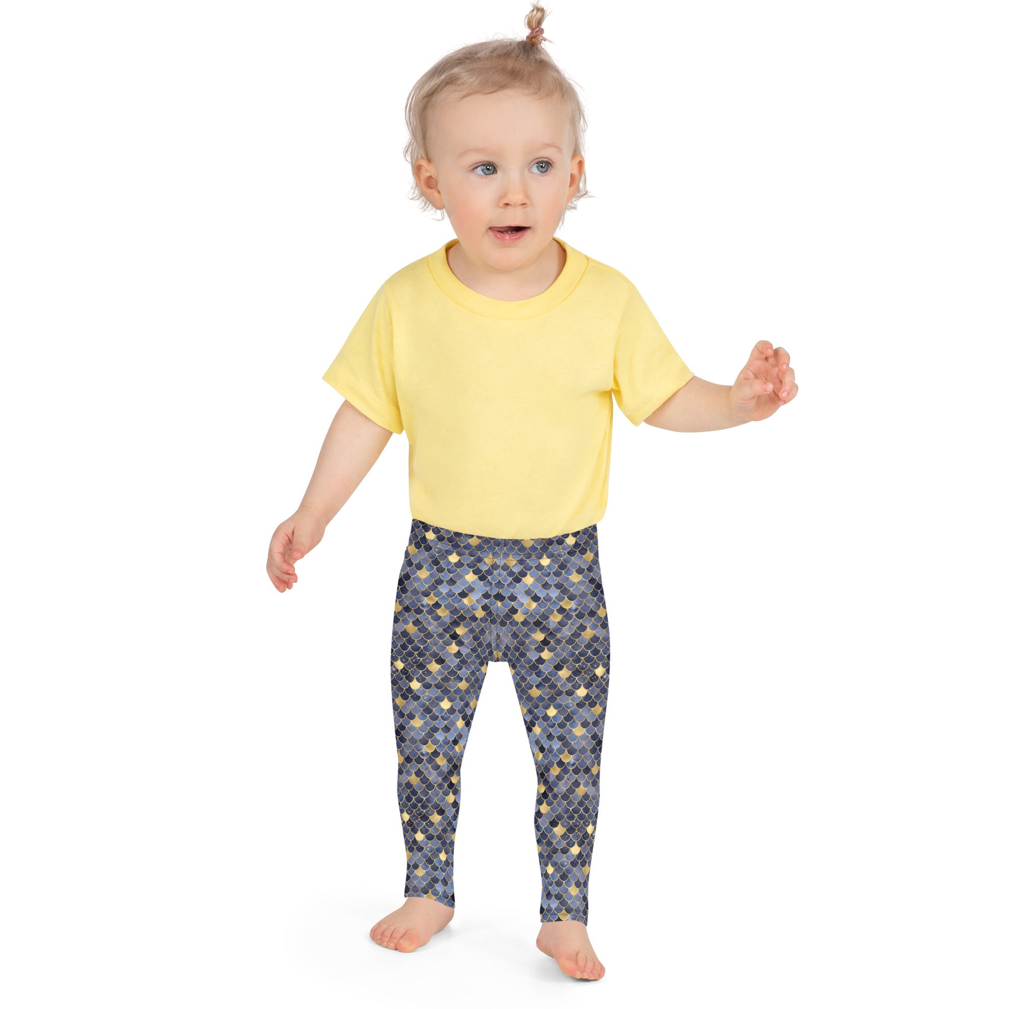 Kid's Leggings- Mermaid Blue and Gold