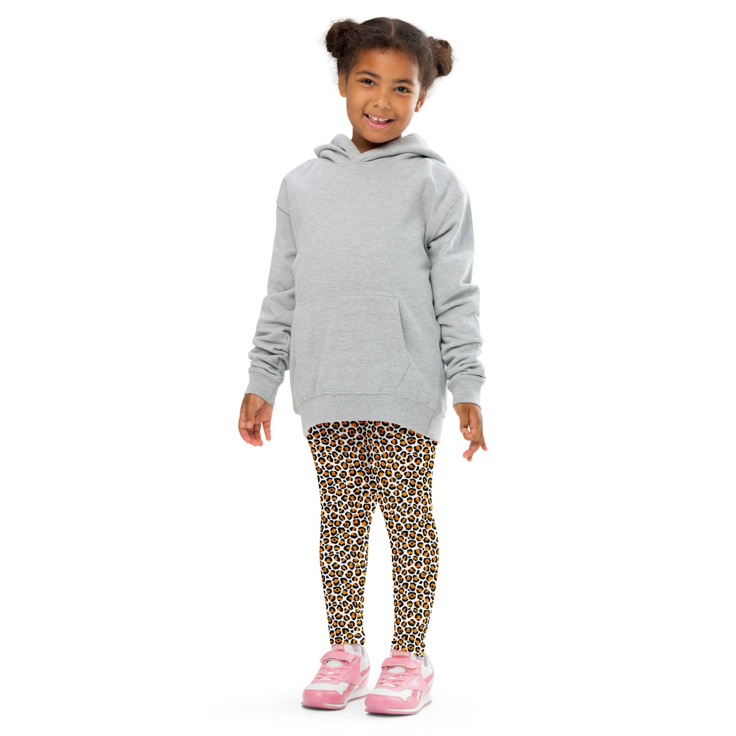 Kid's Leggings- Leopard Orange and White