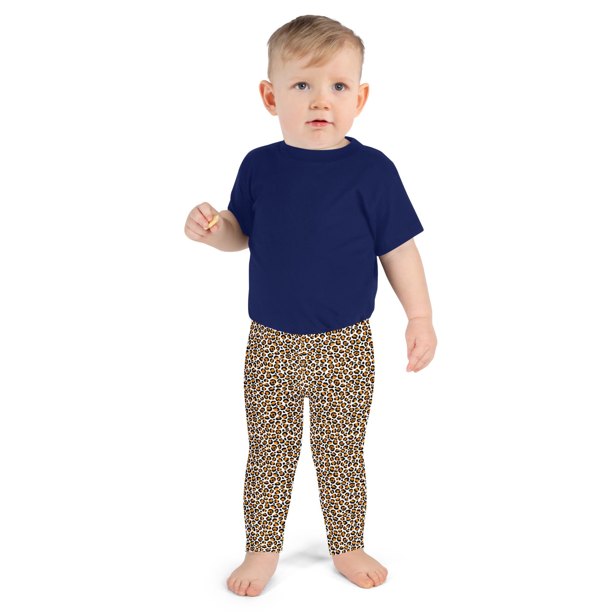 Kid's Leggings- Leopard Orange and White