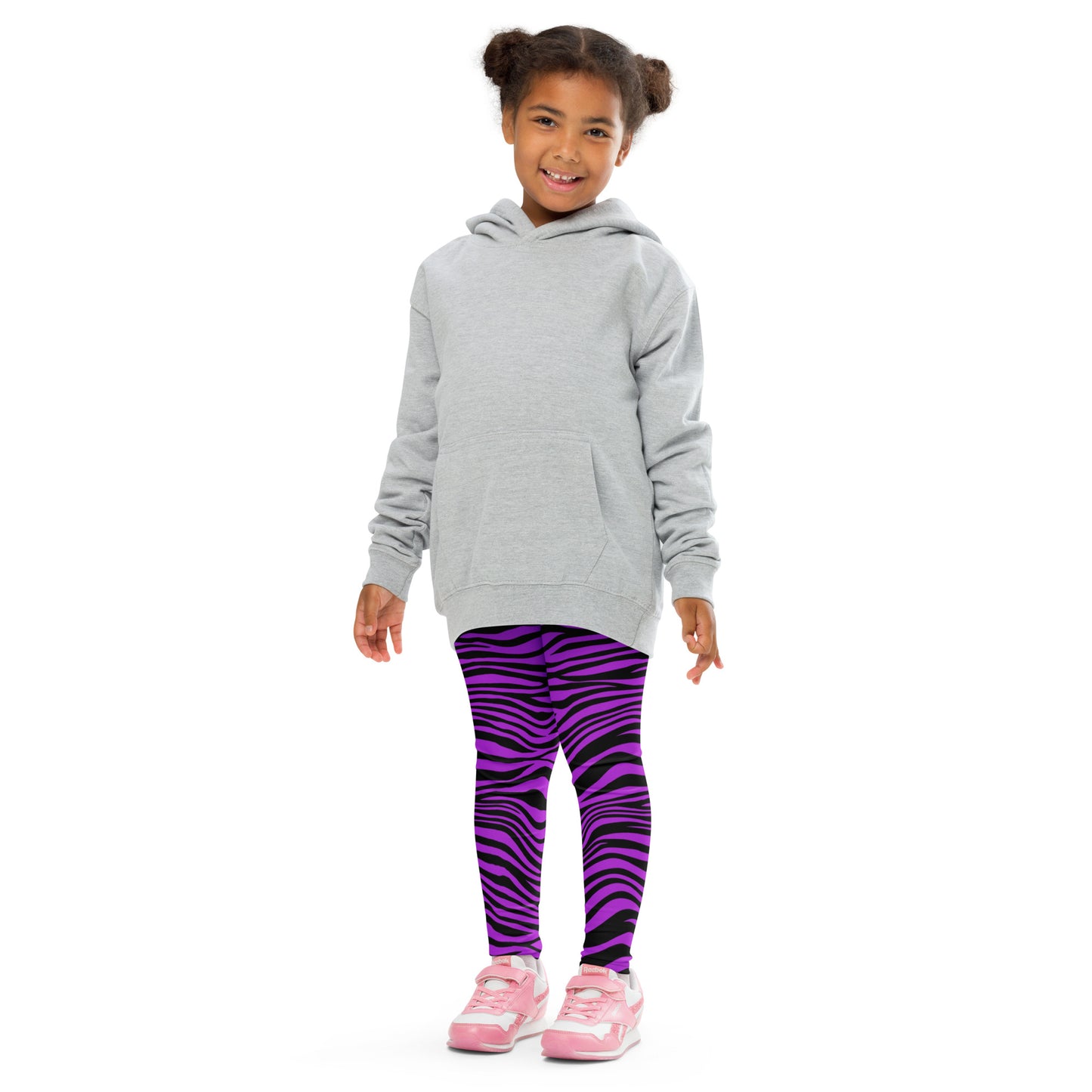Kid's Leggings- Zebra Black and Purple