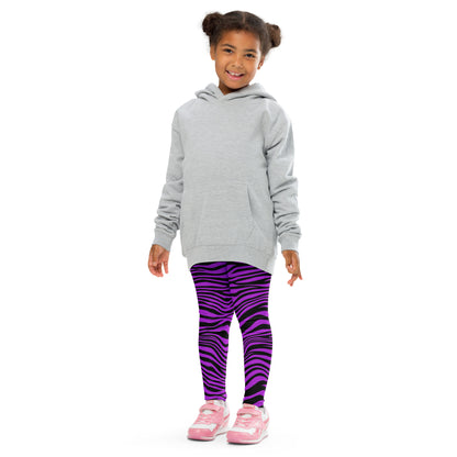 Kid's Leggings- Zebra Black and Purple