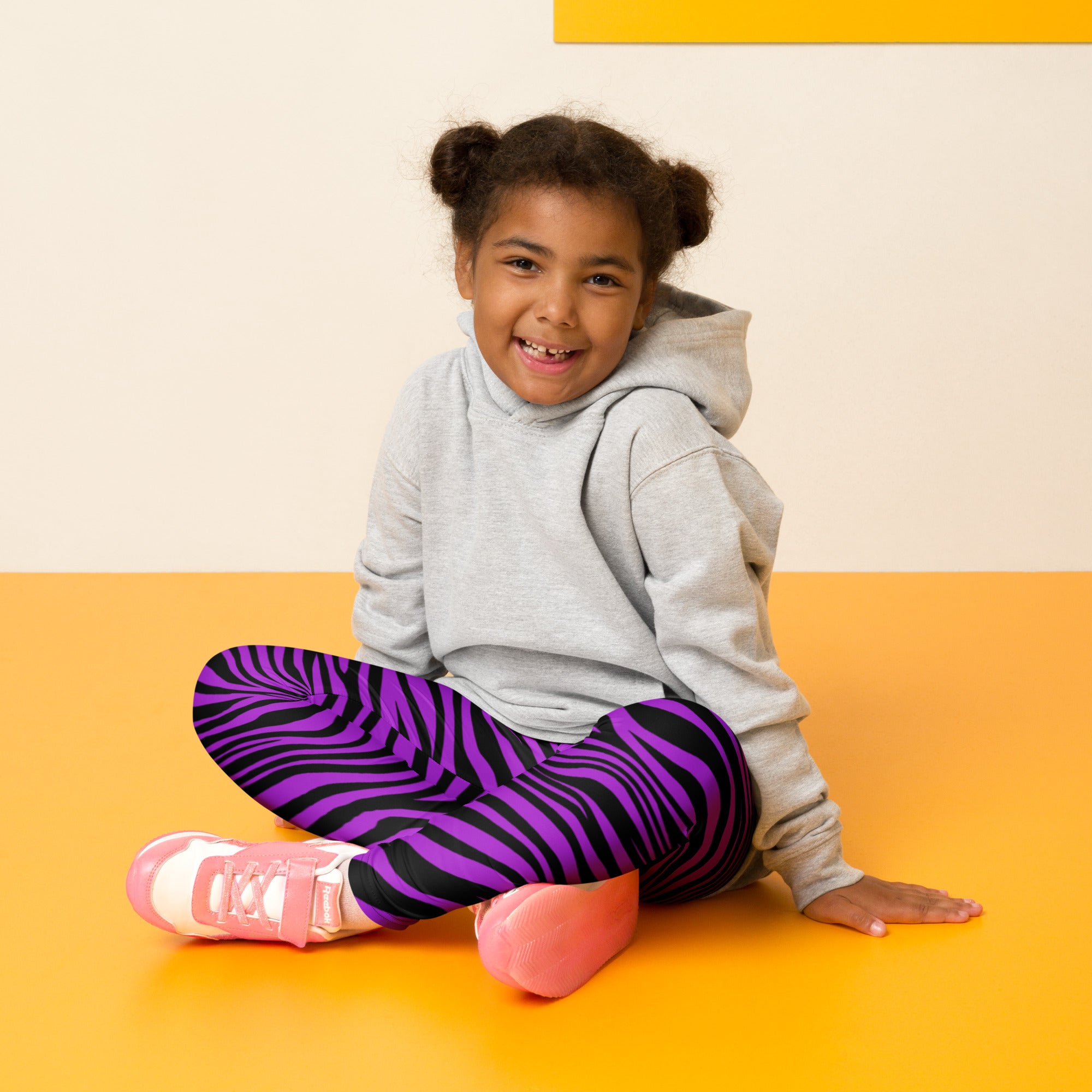 Kid's Leggings- Zebra Black and Purple