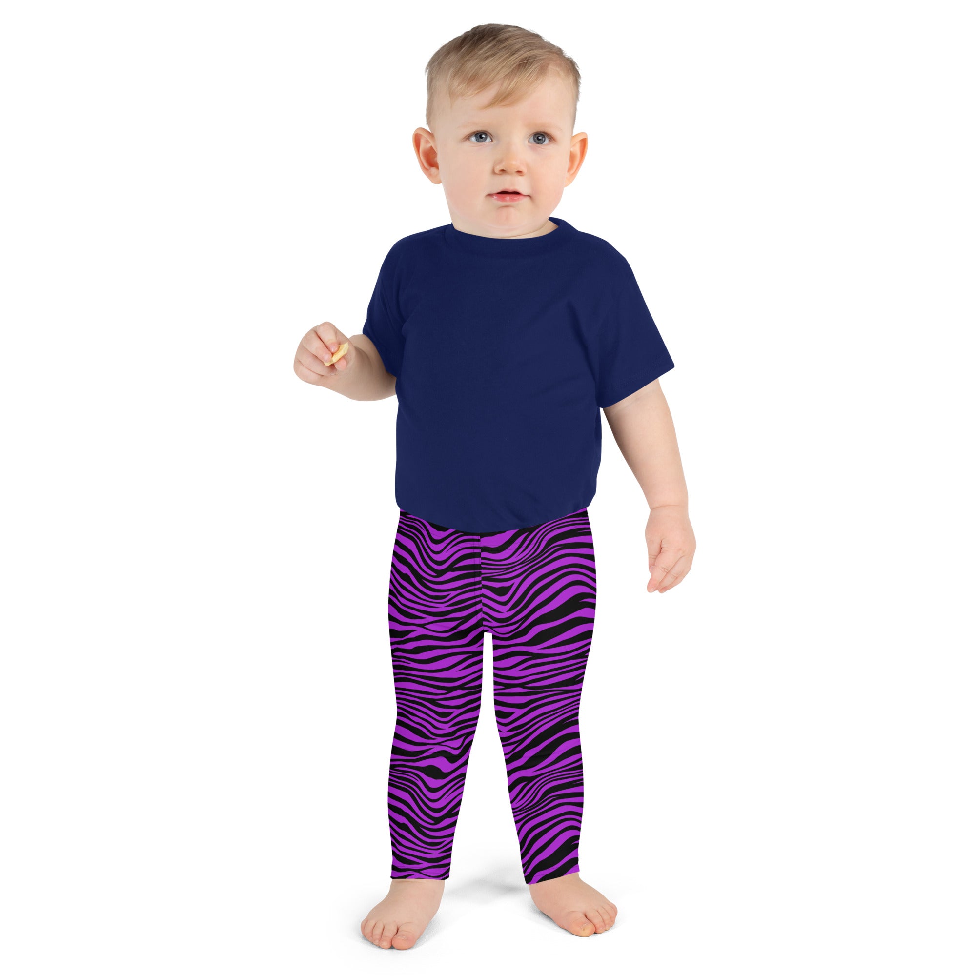 Kid's Leggings- Zebra Black and Purple