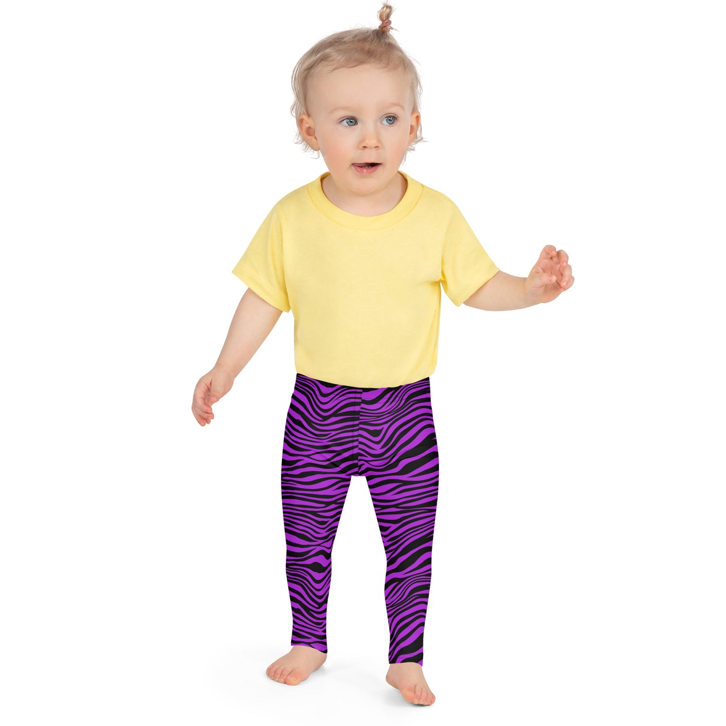 Kid's Leggings- Zebra Black and Purple