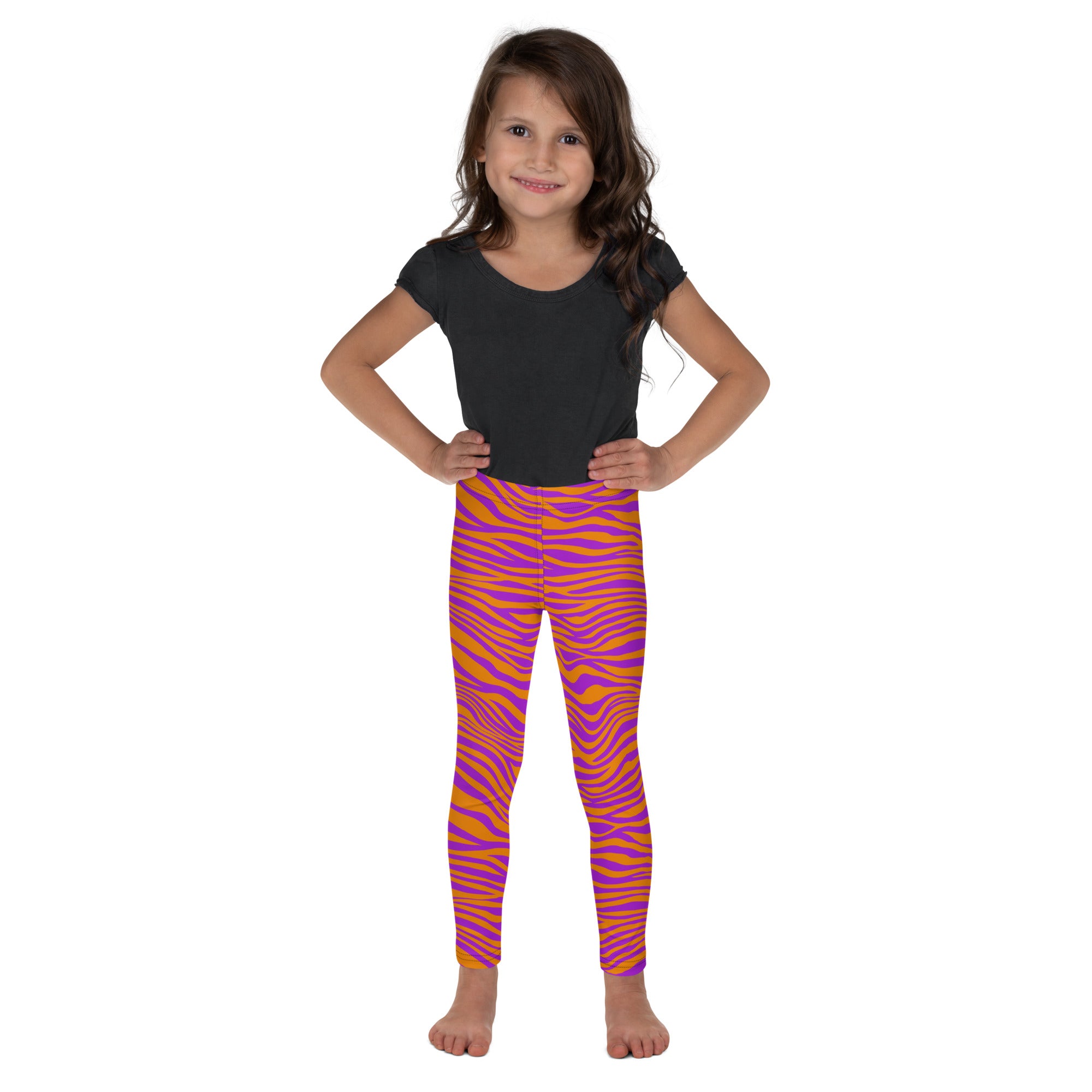 Kid's Leggings- Leopard Purple and Orange