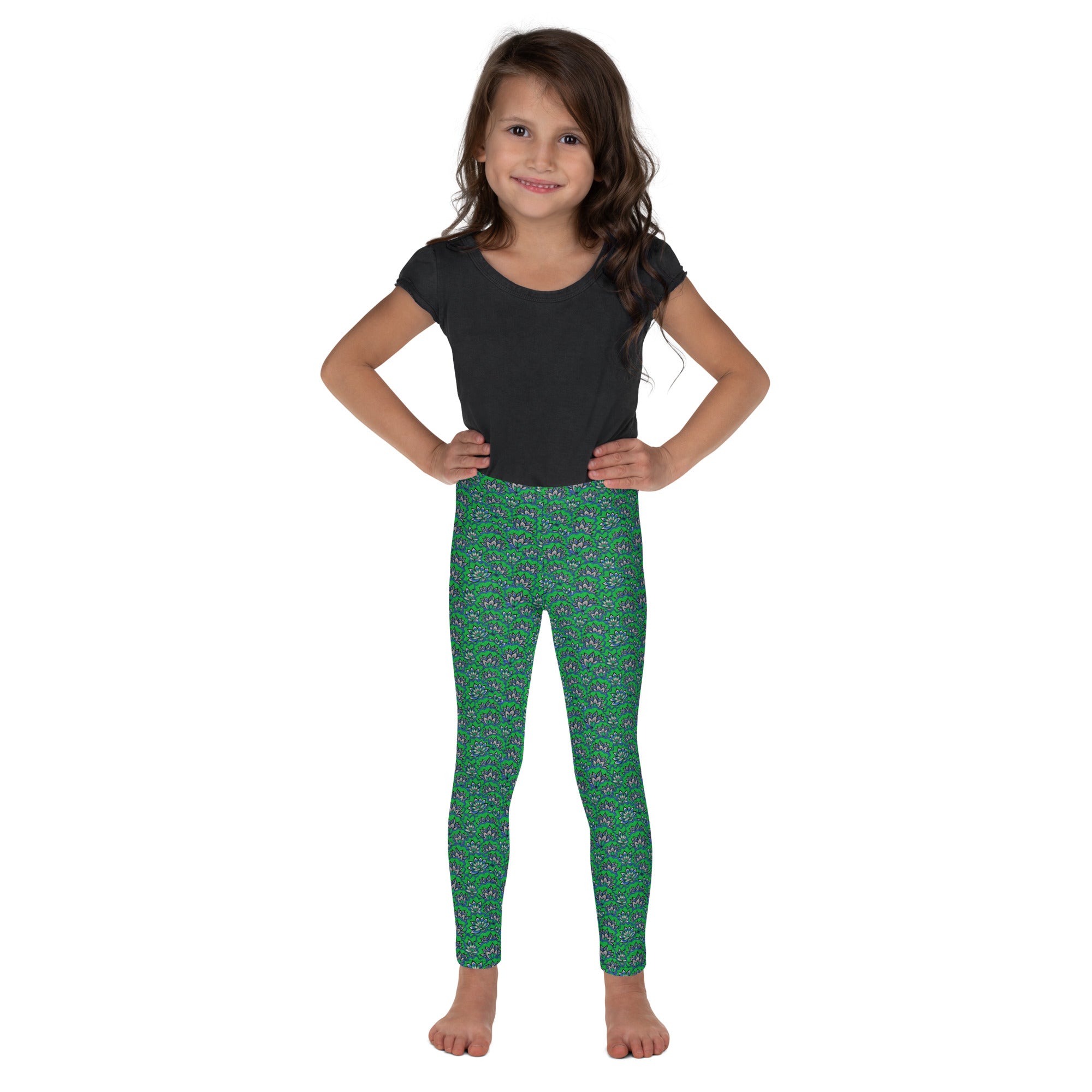 Kid's Leggings- Lotus Green