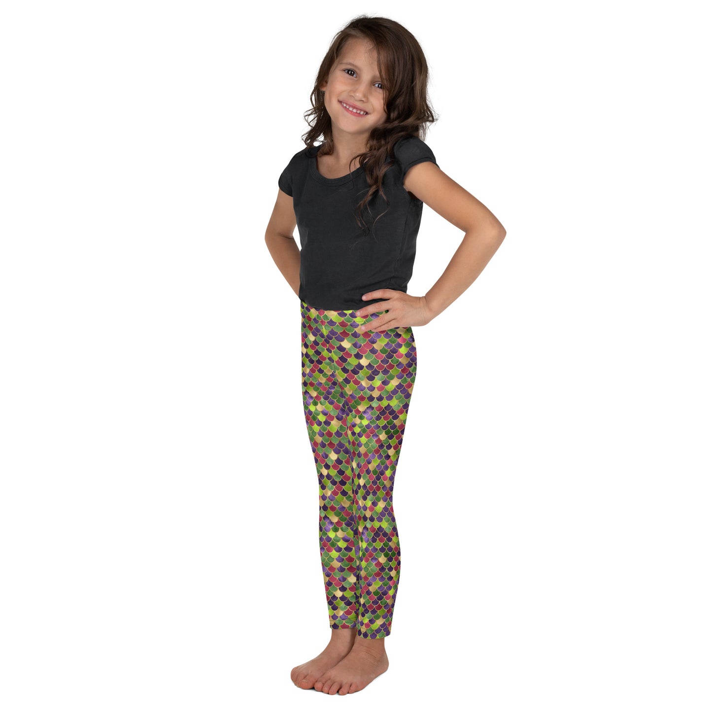 Kid's Leggings- Mermaid Green and Gold