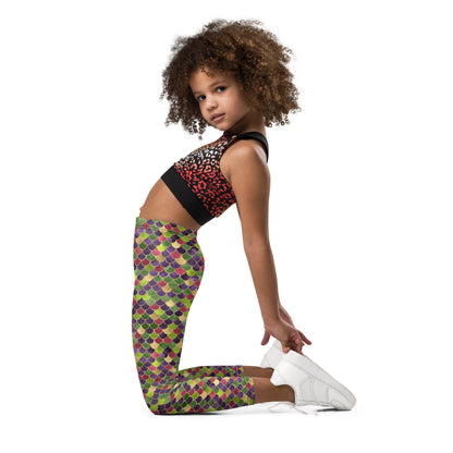 Kid's Leggings- Mermaid Green and Gold